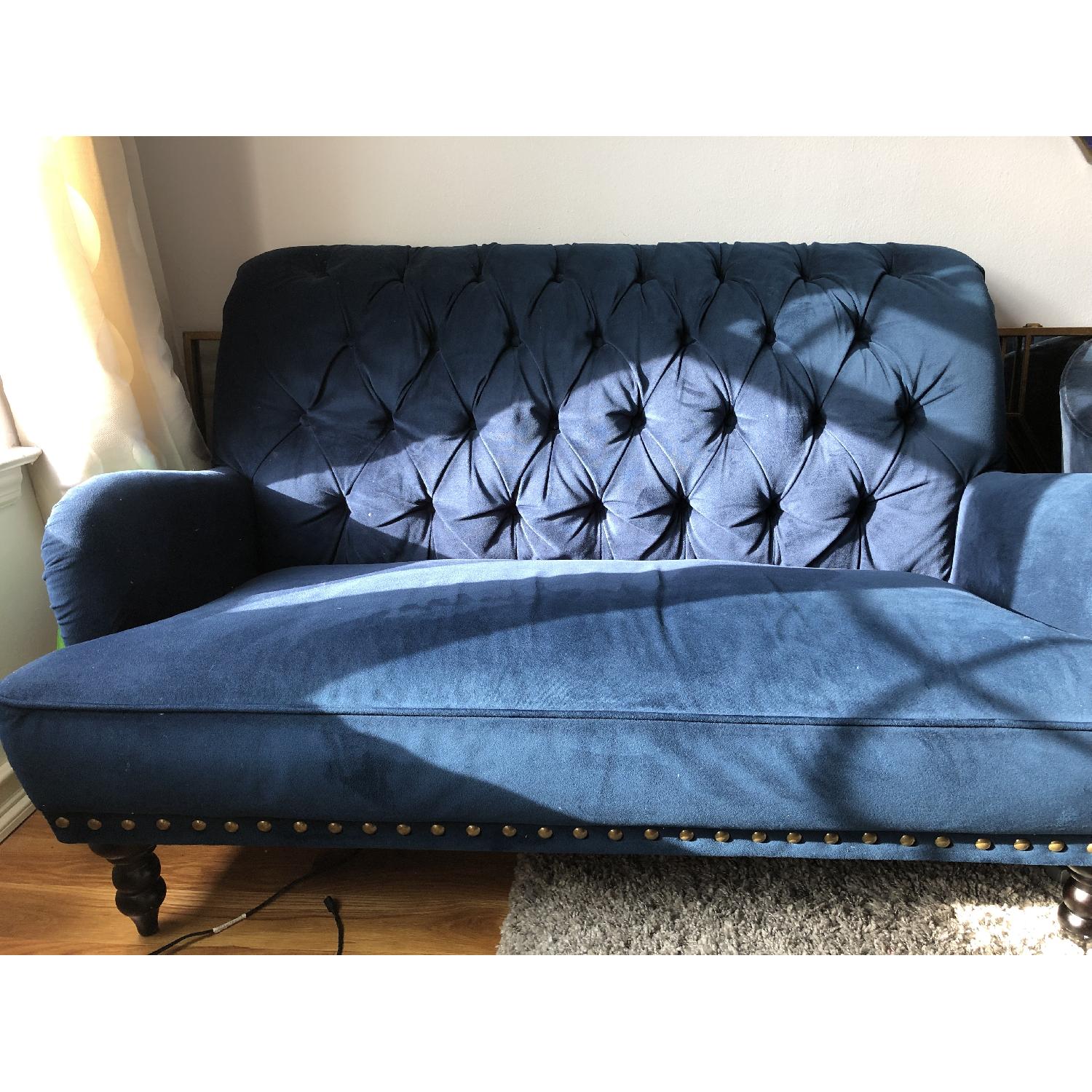 Pier 1 Chas Navy Blue Velvet Loveseat - image-4