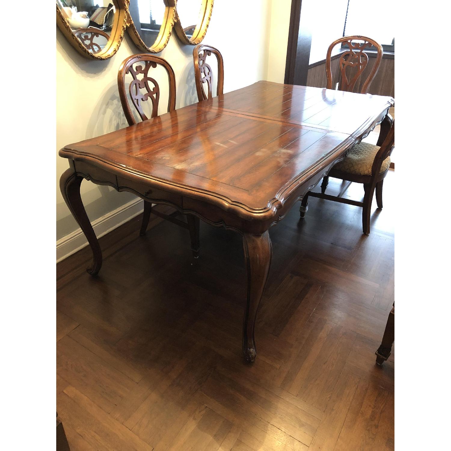 Solid Wood Extension Dining Table w/ 6 Chairs - AptDeco