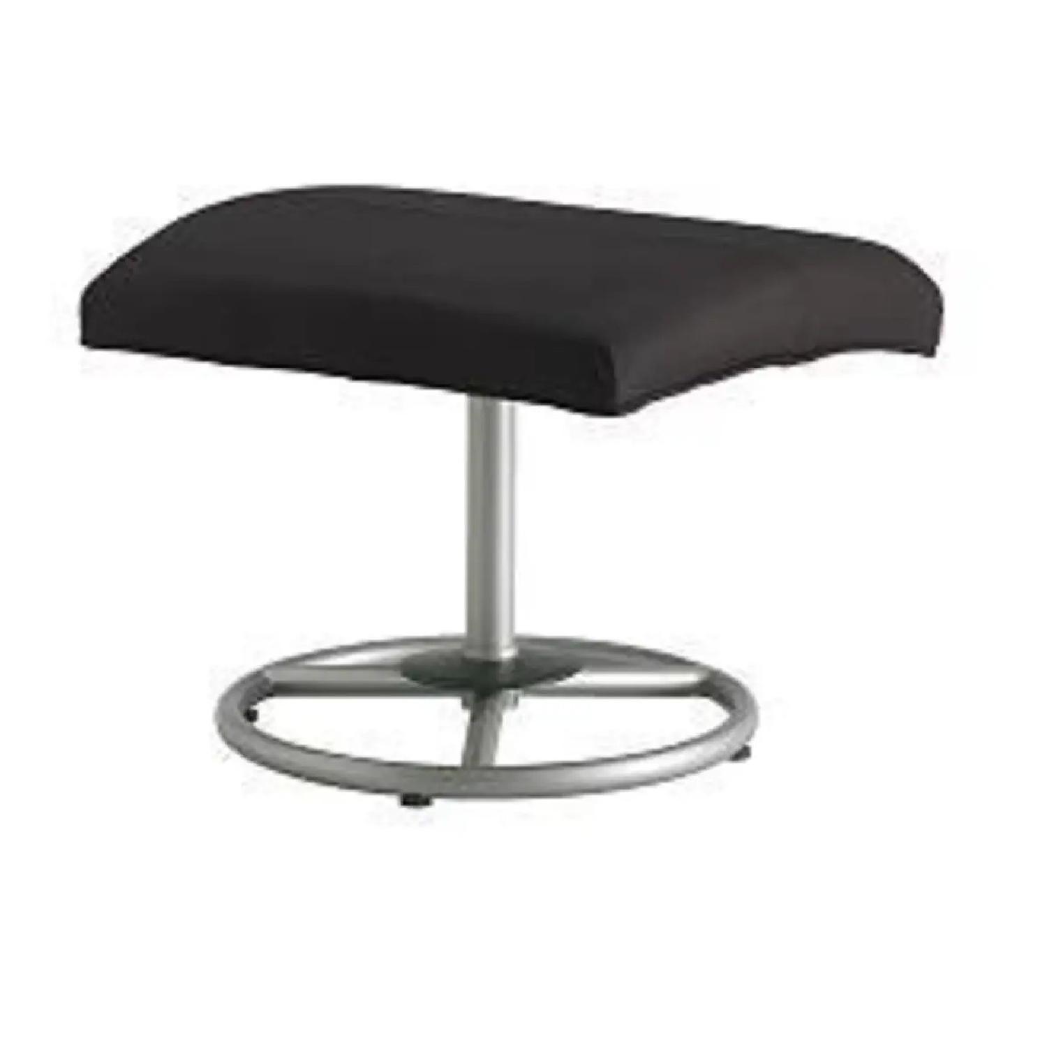 Ikea Black Leather Chair & Ottoman - image-4