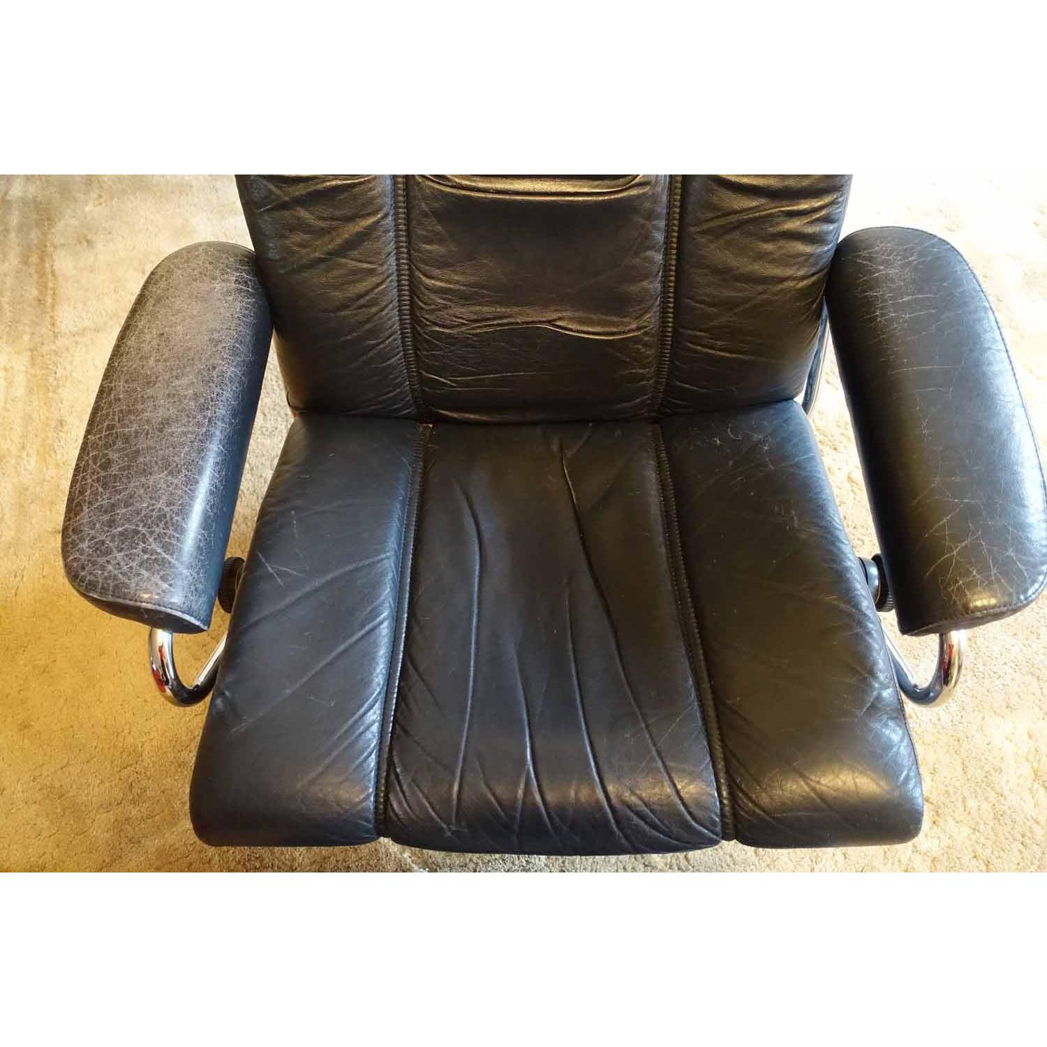 Ekornes Stressless Chair & Foot Stool in Navy Blue - image-2