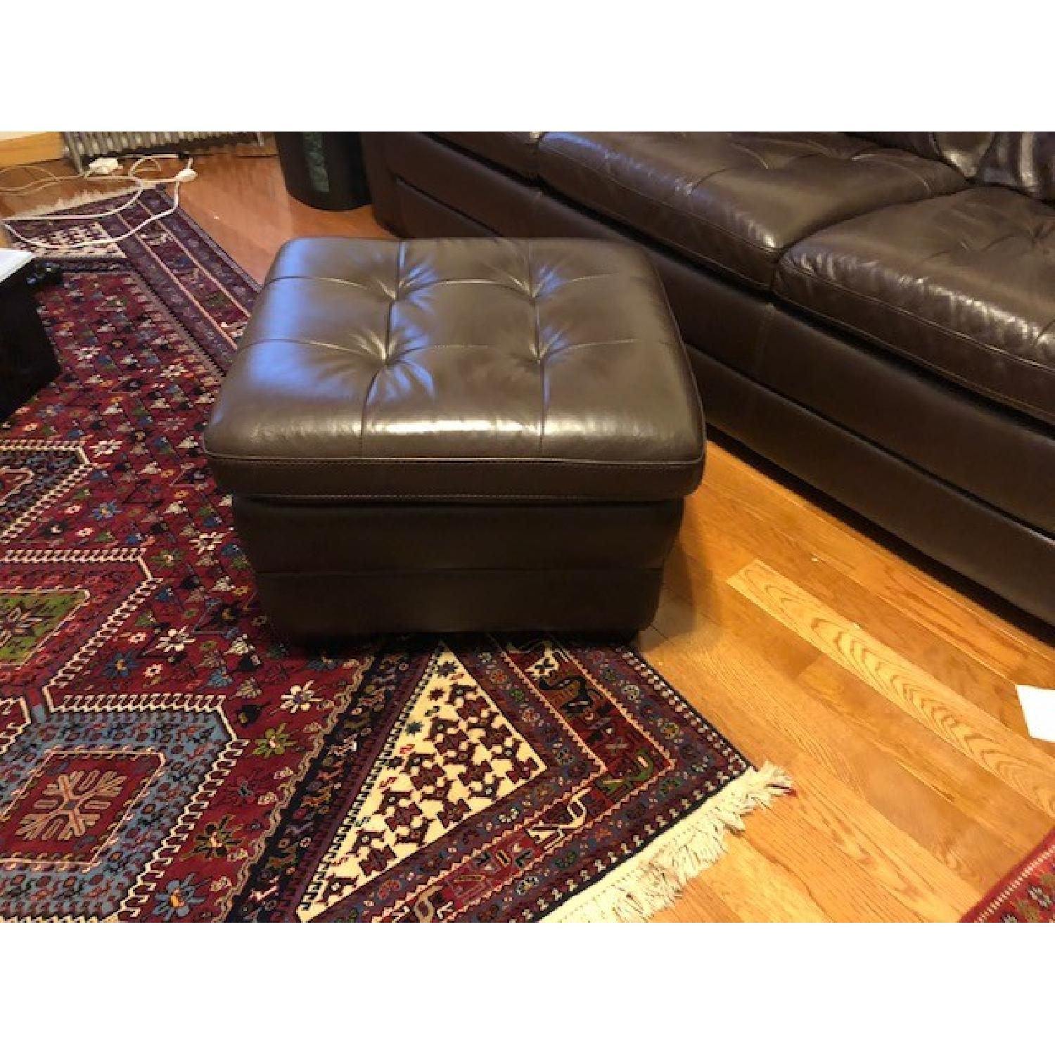 Havertys Brown Leather Chair & Ottoman - image-5