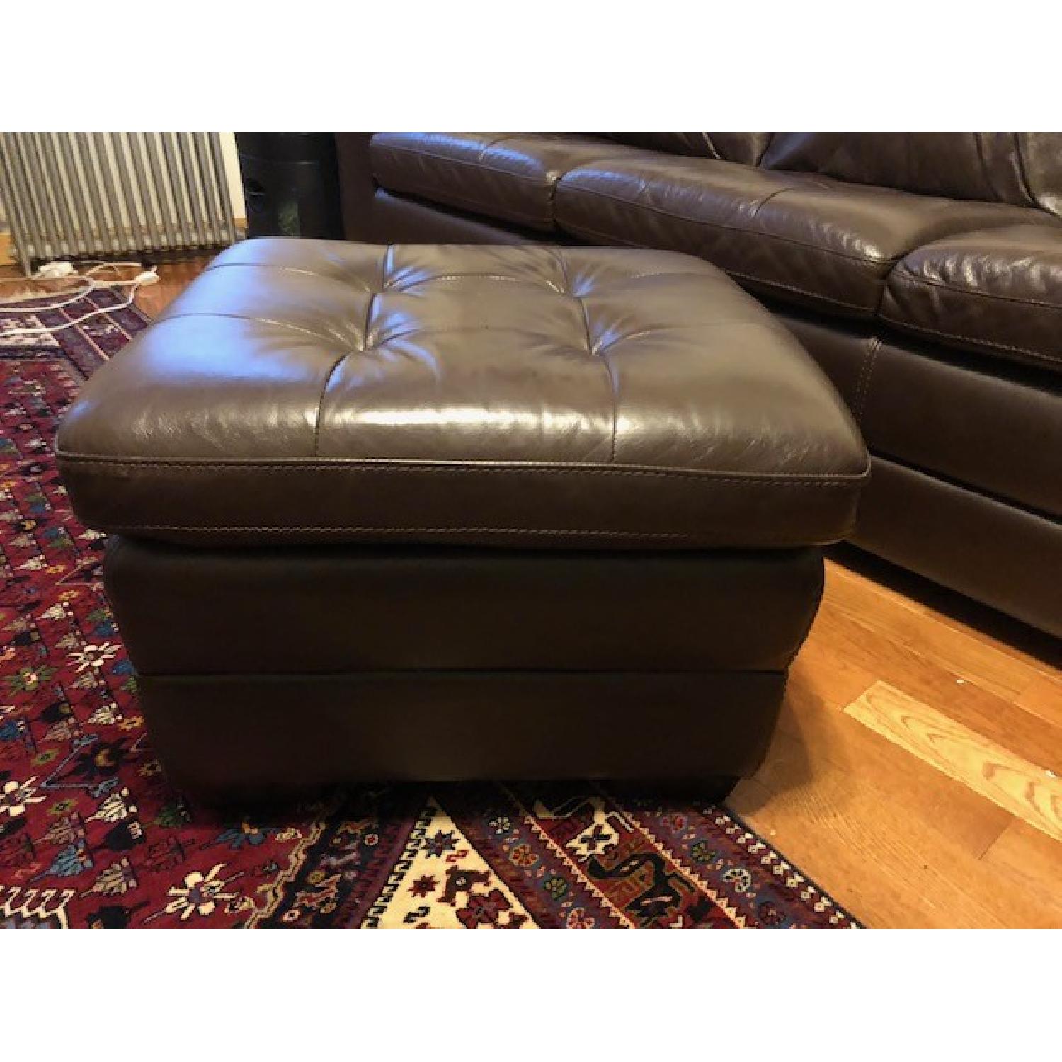 Havertys Brown Leather Chair & Ottoman - image-6