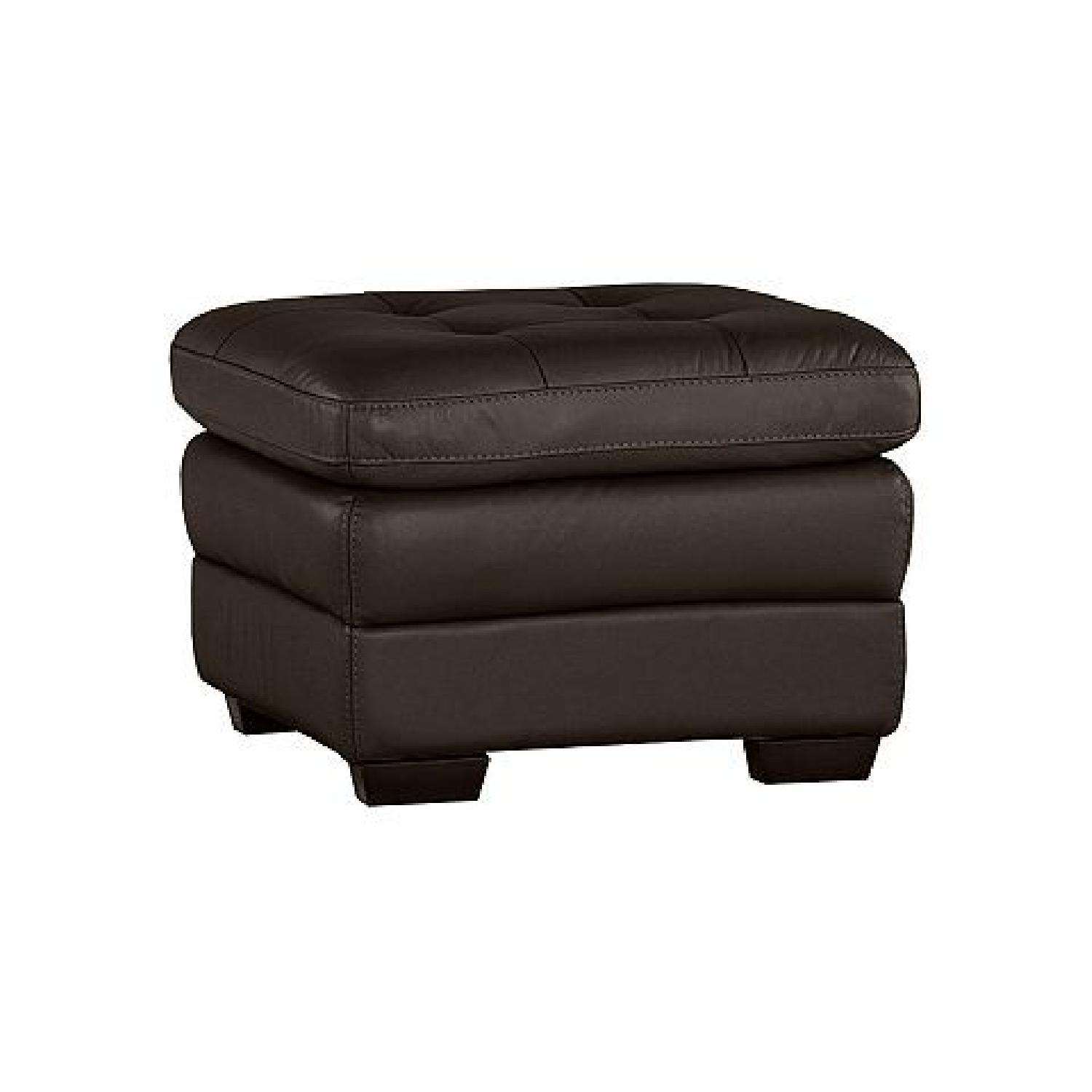 Havertys Brown Leather Chair & Ottoman - image-8