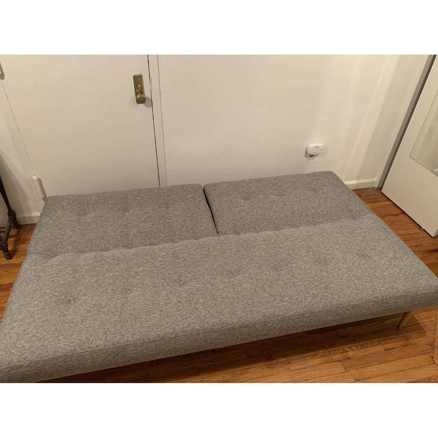 West Elm Mid-Century Futon in Retro Weave Feather Gray - image-3