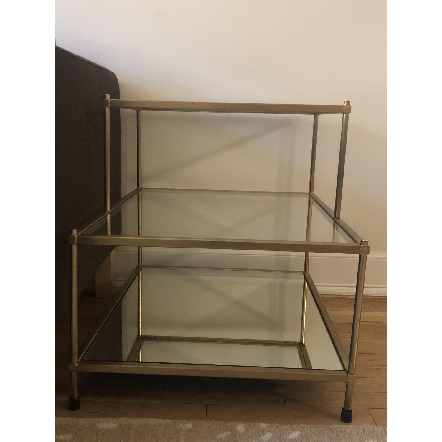West Elm Glass Gold Mirrored End Tables - image-1