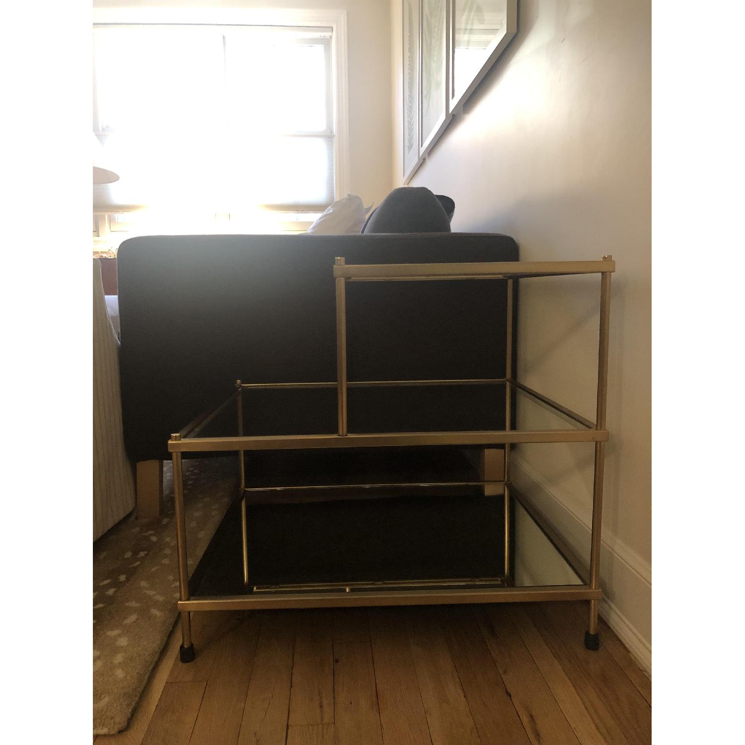 West Elm Glass Gold Mirrored End Tables - image-2