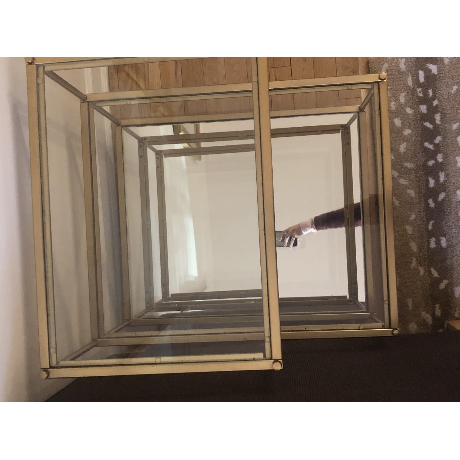 West Elm Glass Gold Mirrored End Tables - image-3