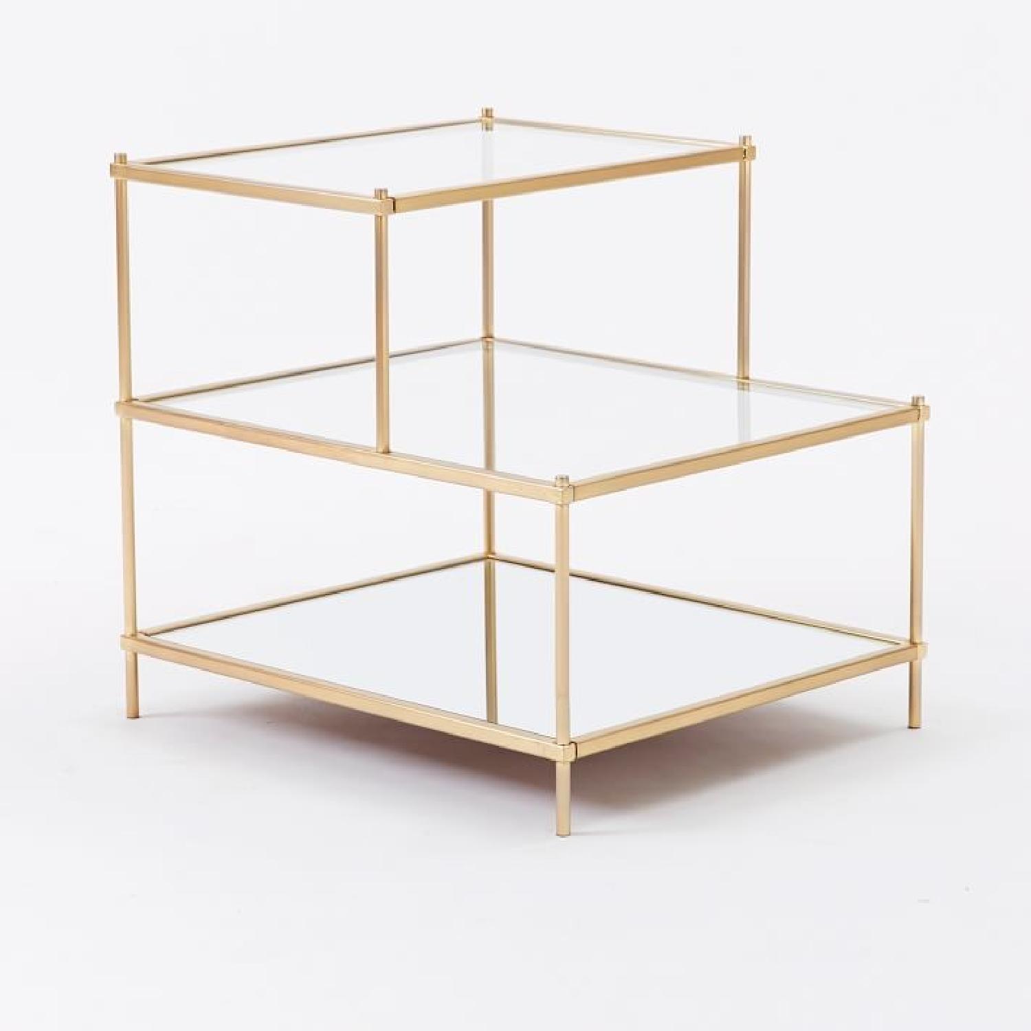 West Elm Glass Gold Mirrored End Tables - image-4