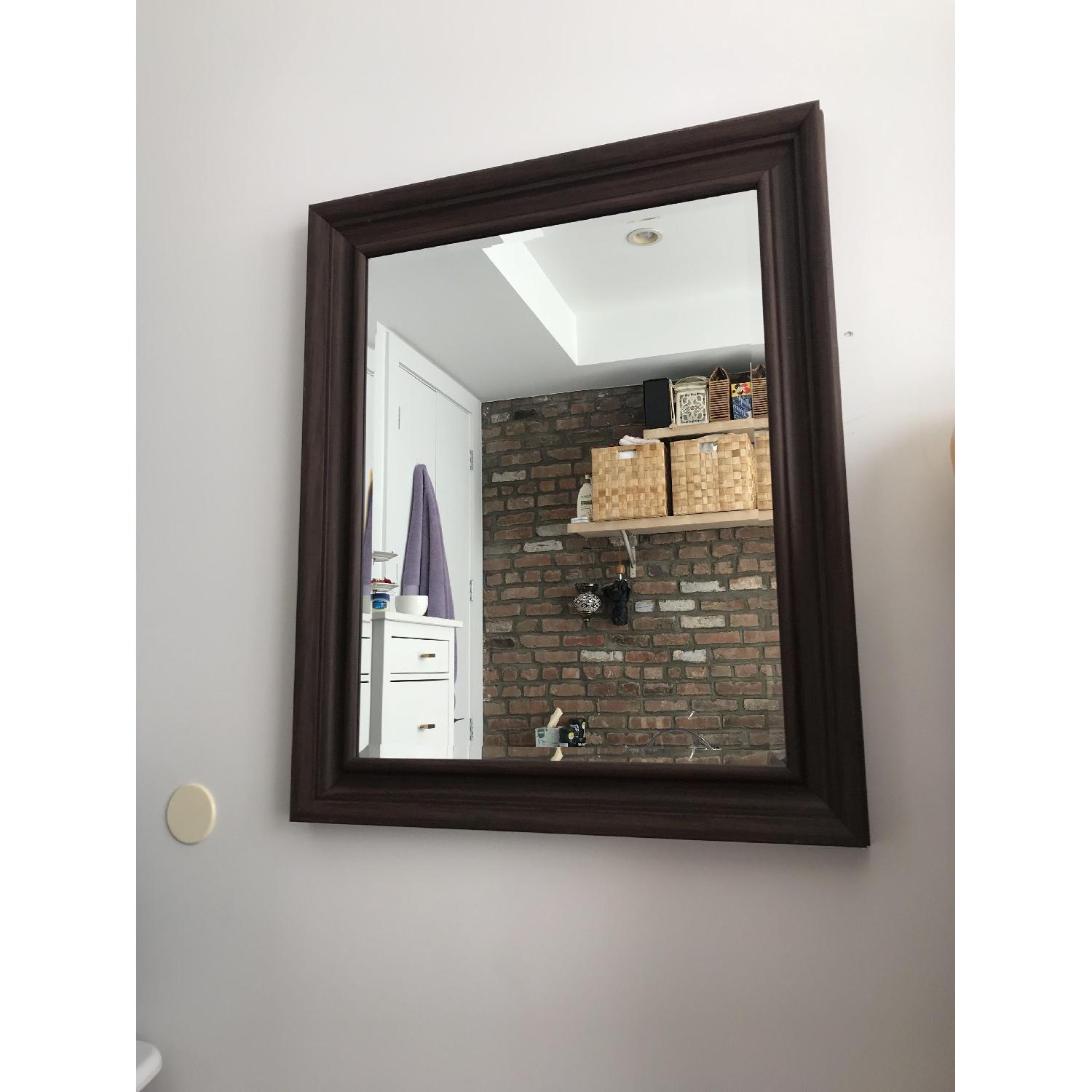 Rectangular Mirror w/ Dark Wood Frame - image-1