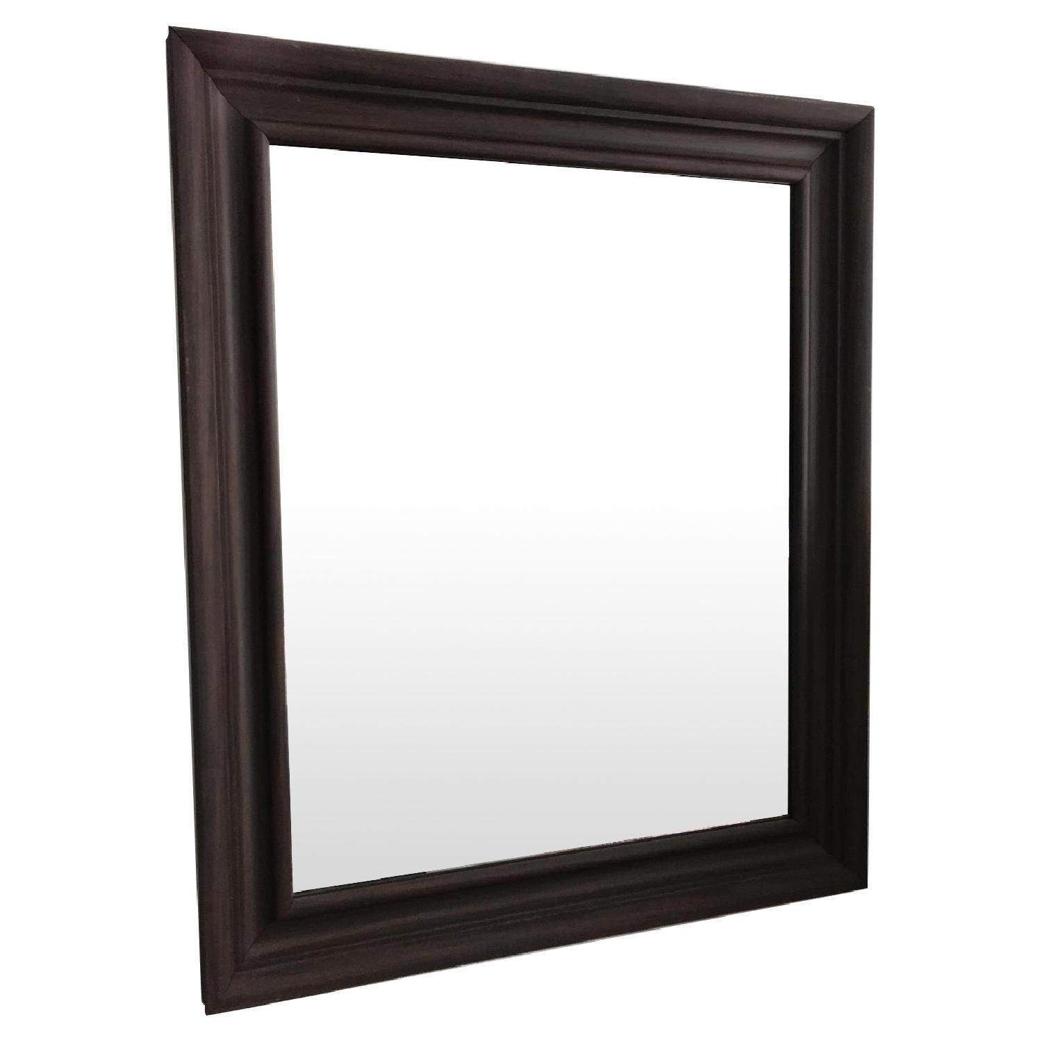Rectangular Mirror w/ Dark Wood Frame - image-0