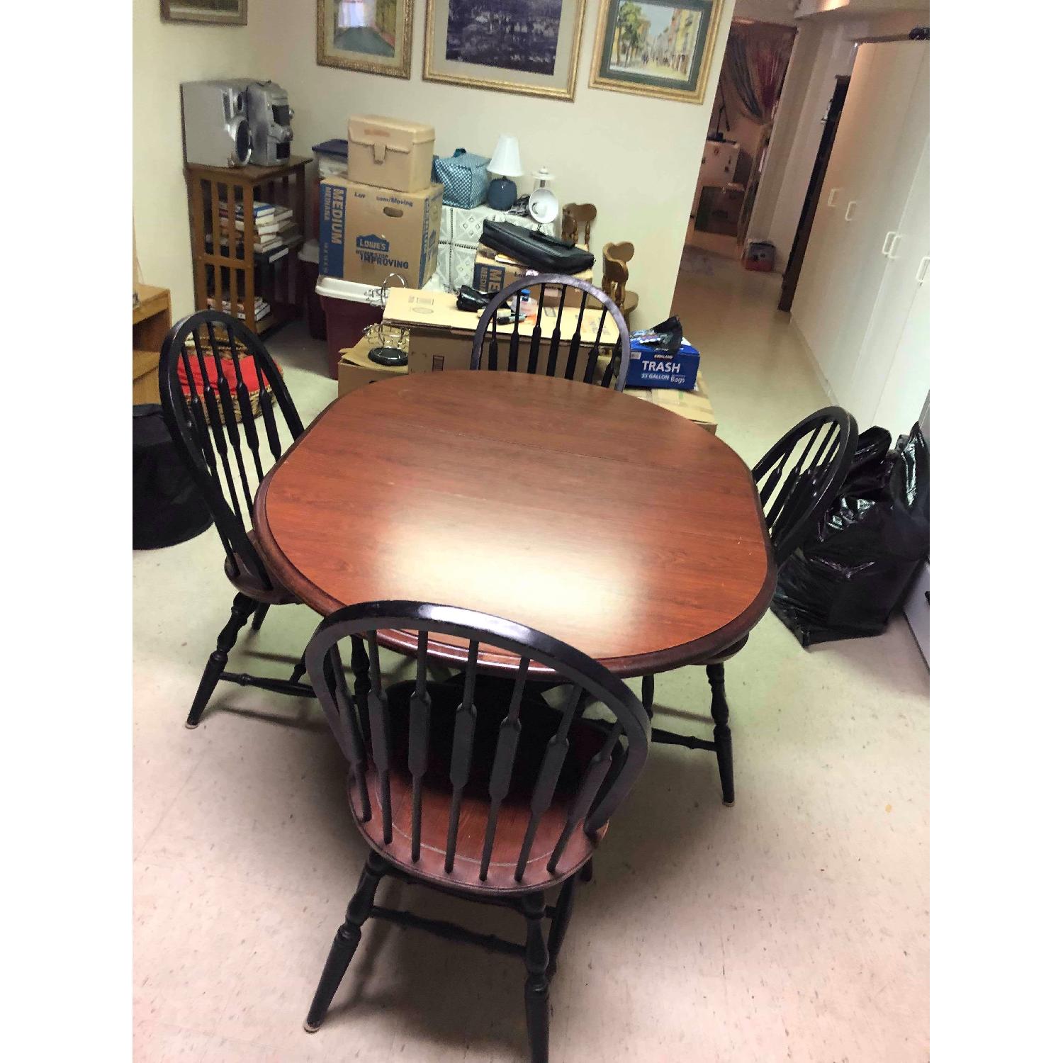 Extendable Round Dining Table w/ 4 Chairs - image-3