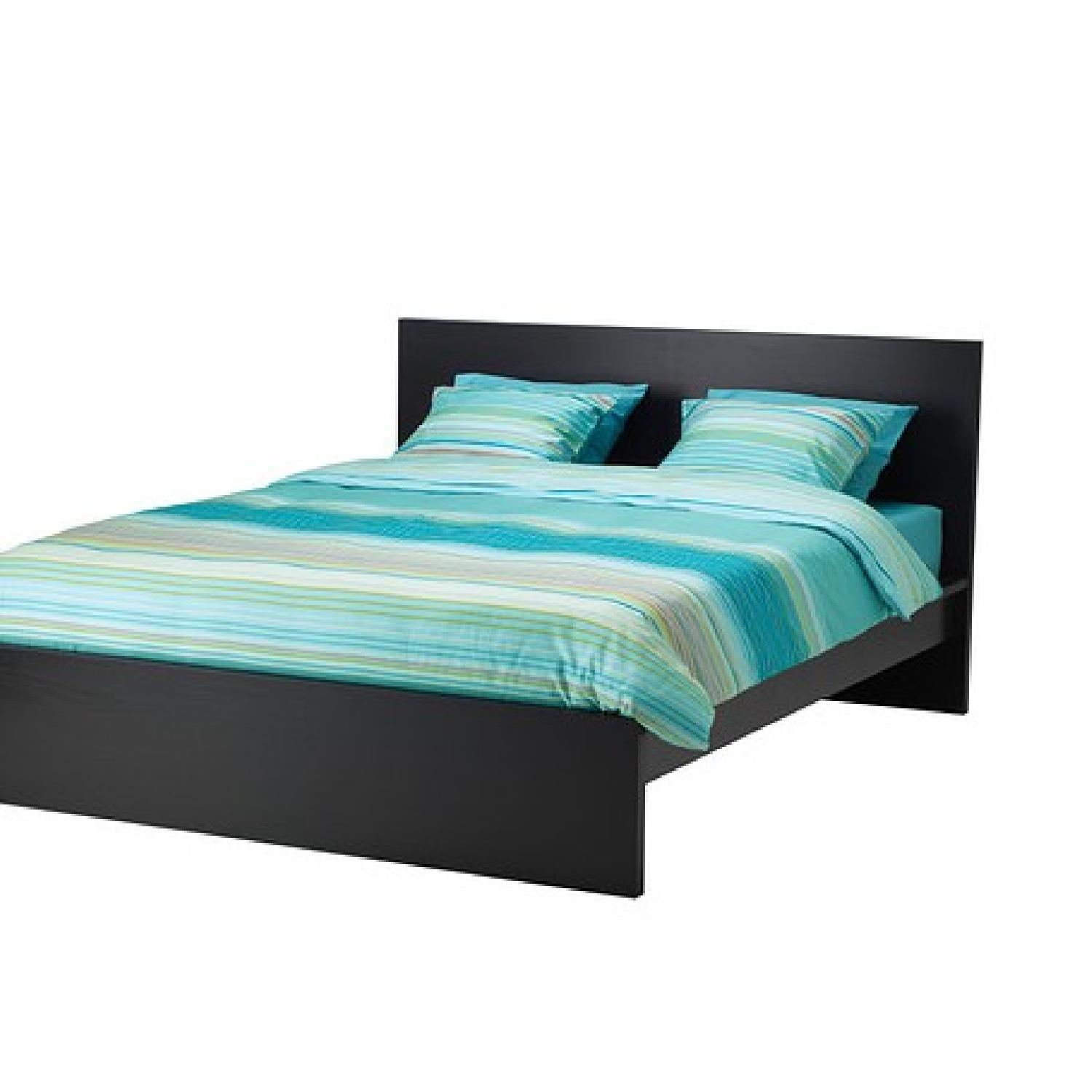 Ikea Malm High Queen Size Bed Frame + Kullen 3 Drawer Chest - image-1
