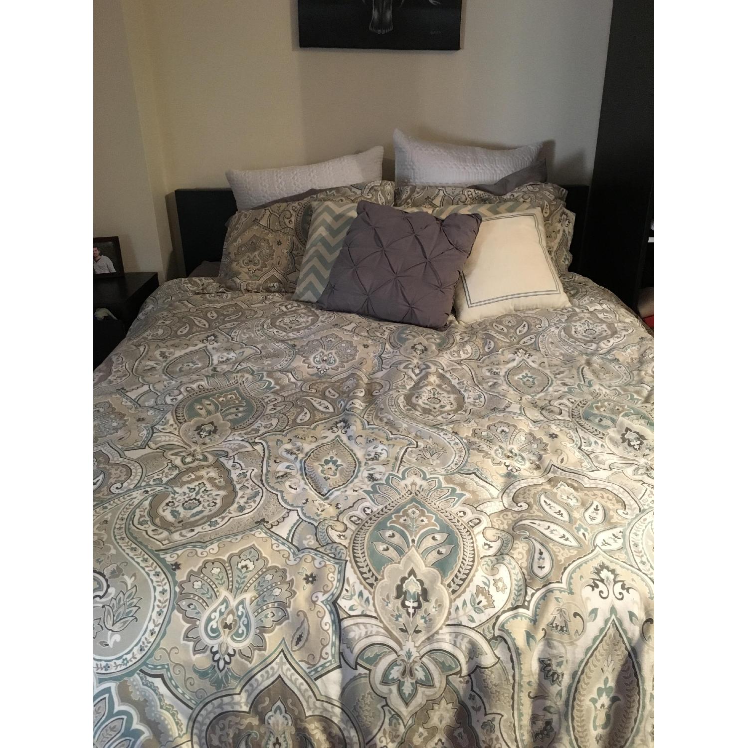 Ikea Malm High Queen Size Bed Frame + Kullen 3 Drawer Chest - image-0