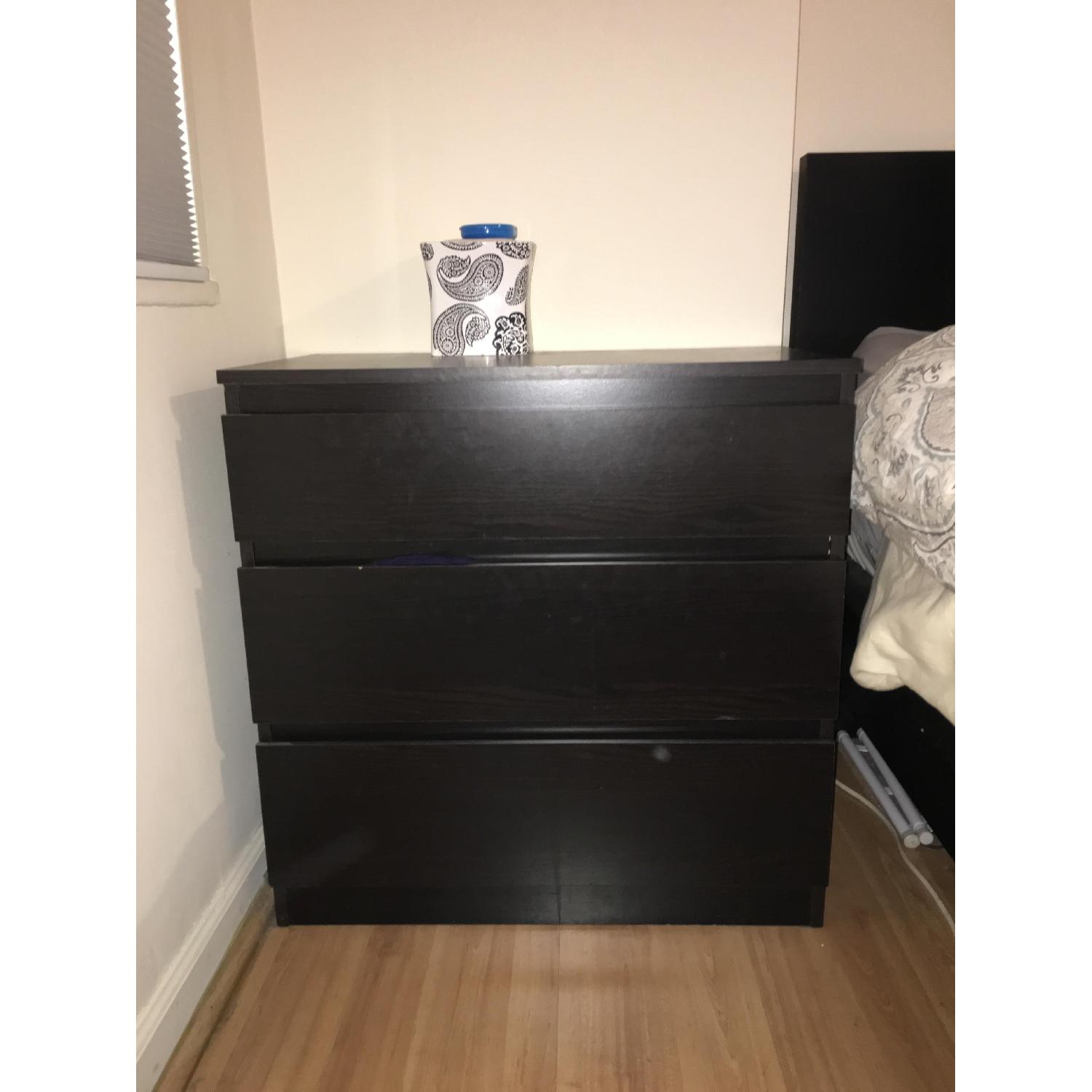 Ikea Malm High Queen Size Bed Frame + Kullen 3 Drawer Chest - image-6