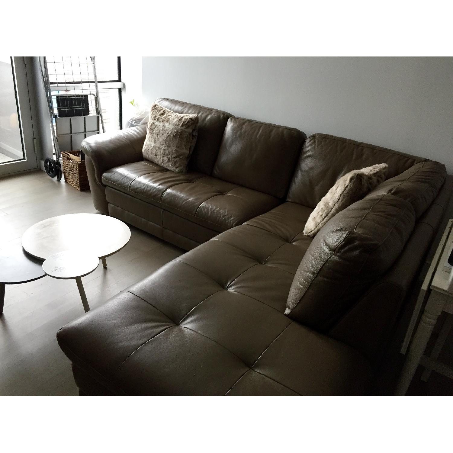 Raymour & Flanigan Garrison 2-Piece Leather Sectional Sofa - image-2