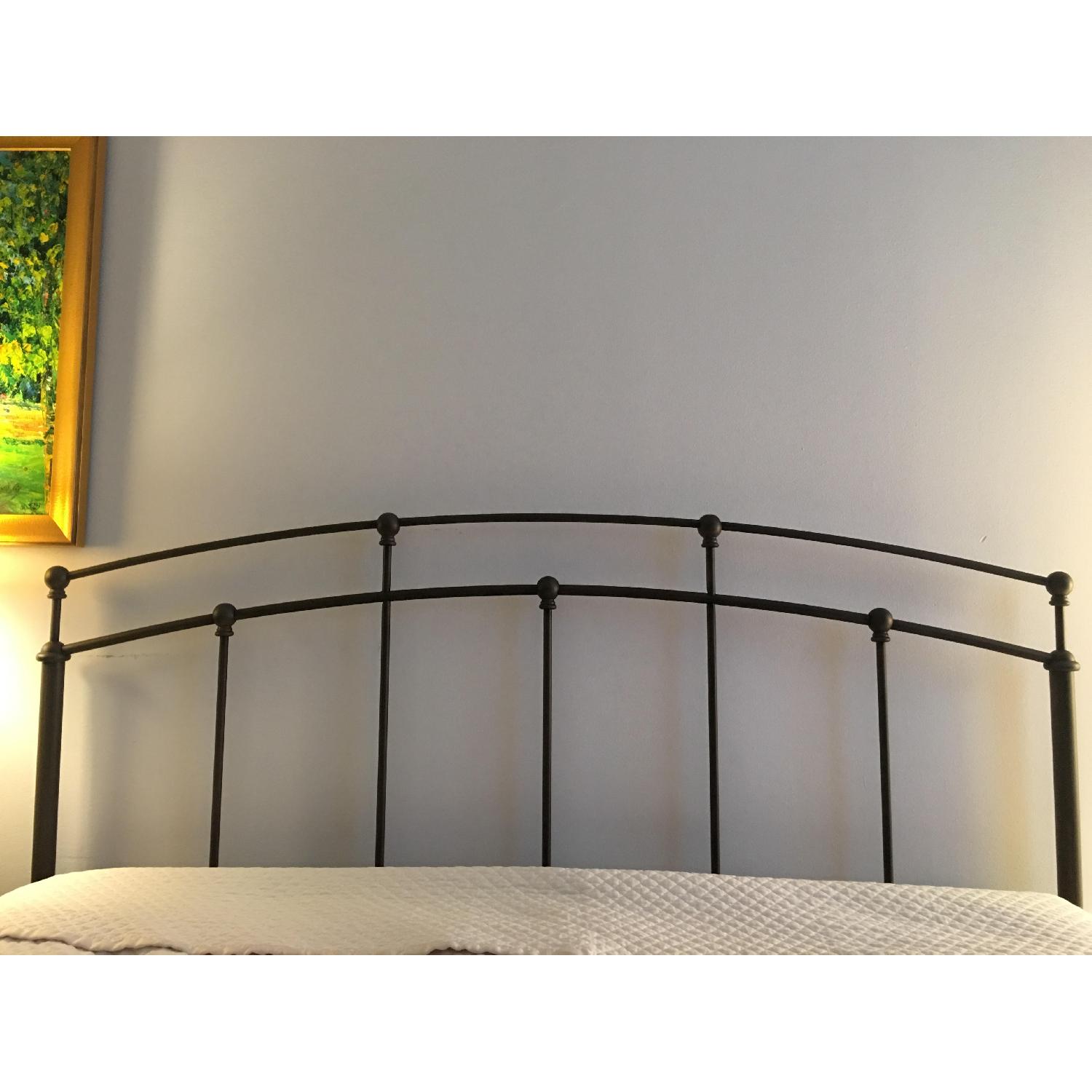 Metal Headboard w/ Decorative Castings & Globe Finials - image-1