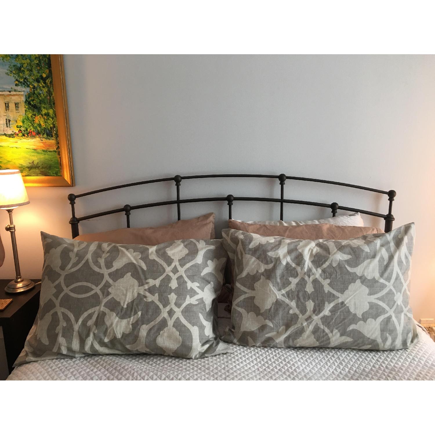 Metal Headboard w/ Decorative Castings & Globe Finials - image-3