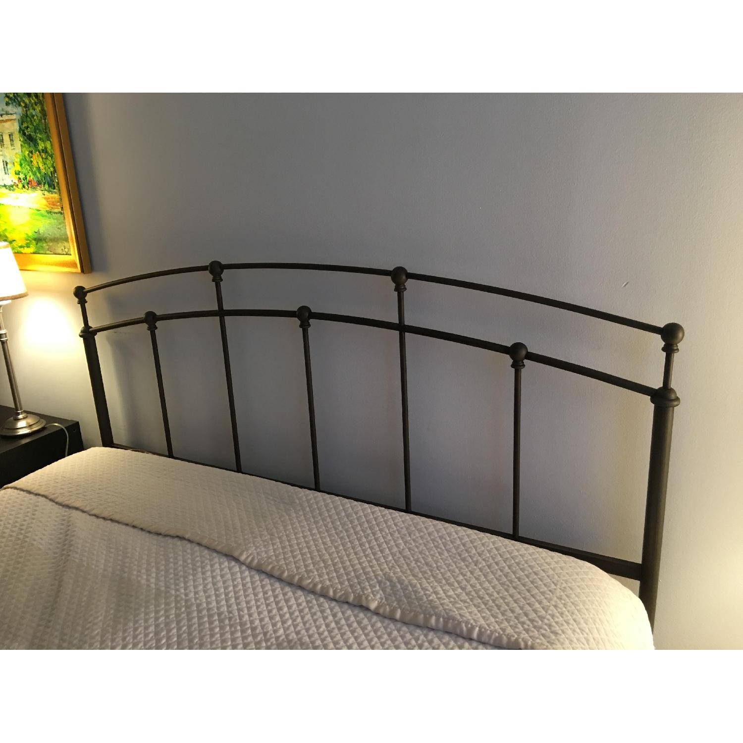 Metal Headboard w/ Decorative Castings & Globe Finials - image-4