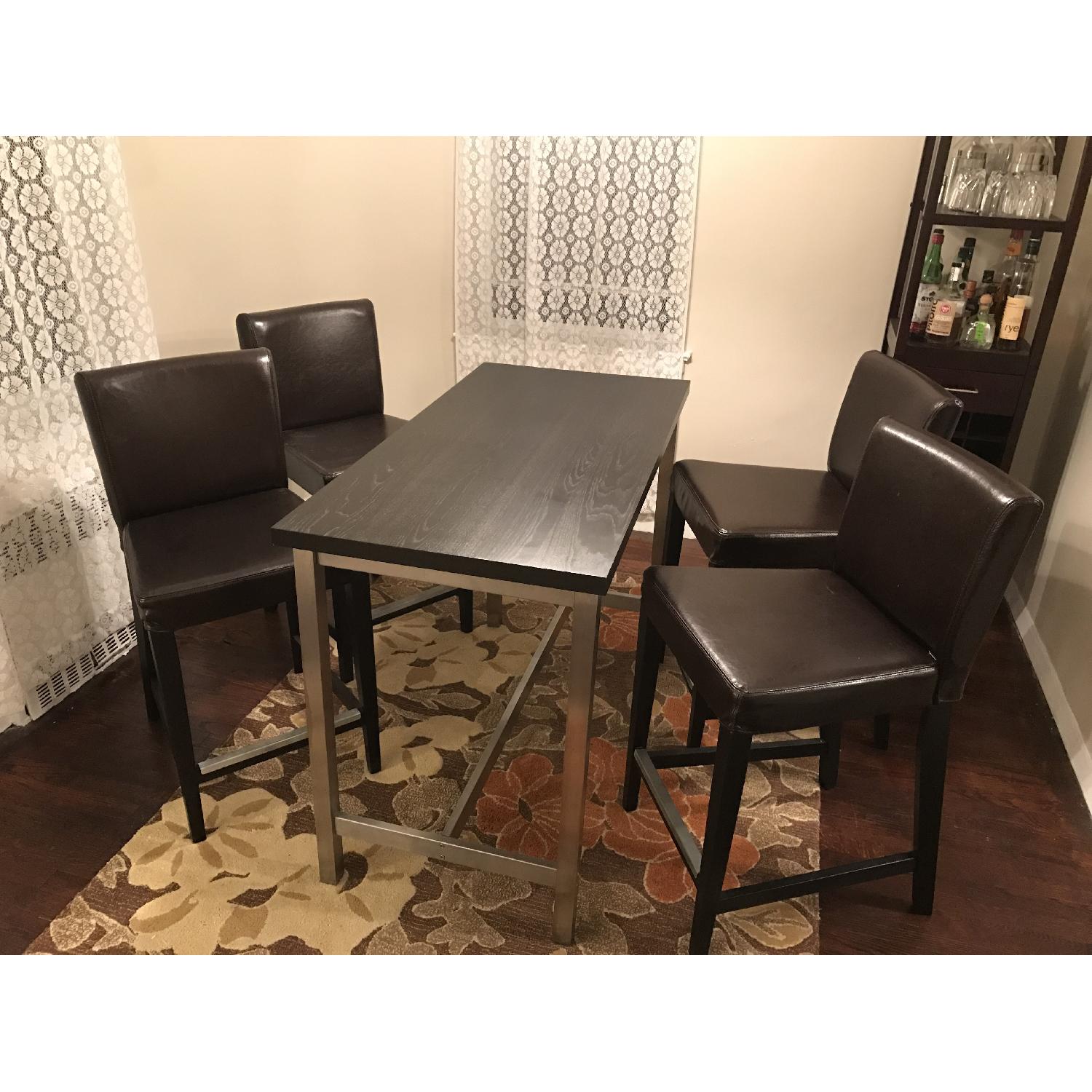 Ikea Dark Brown Bar Table w/ 4 Stools AptDeco