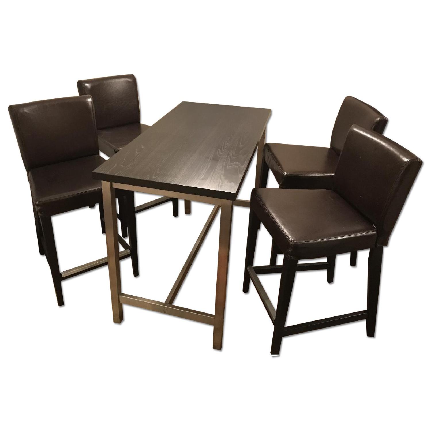 Ikea Dark Brown Bar Table w/ 4 Stools AptDeco