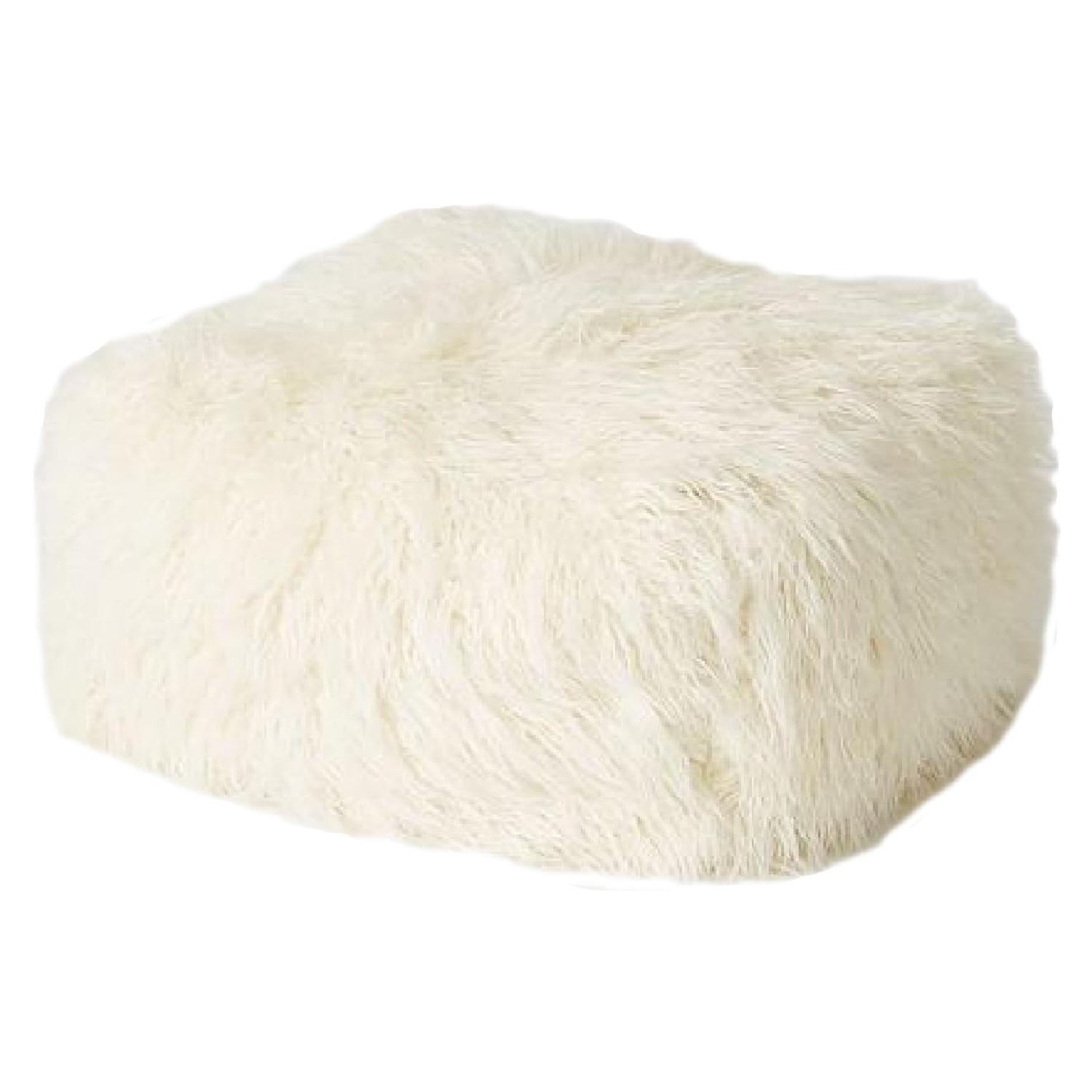West Elm Faux Mongoliam Lamb Pouf - image-0
