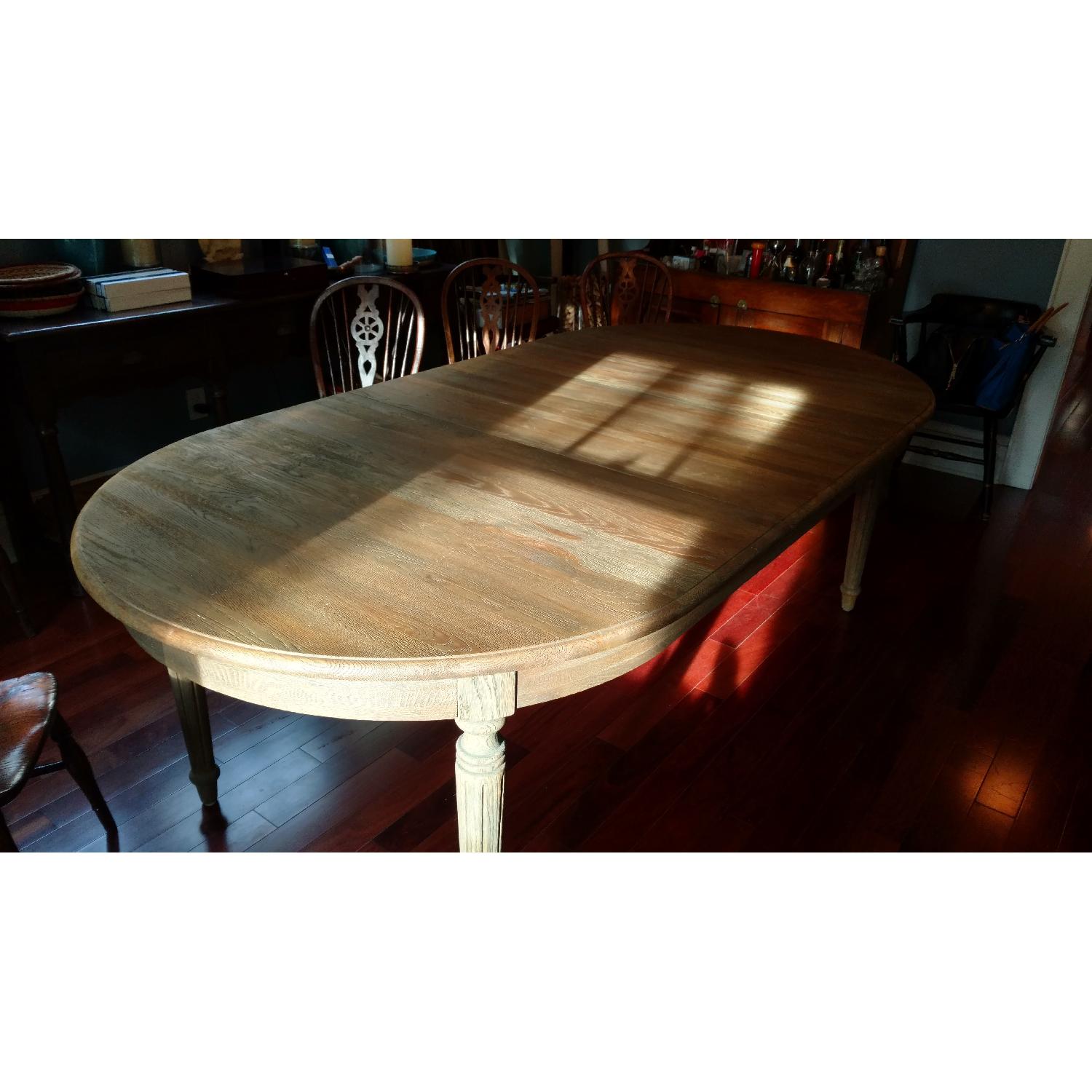 Restoration Hardware Vintage French Fluted Leg Gray Washed Dining Table - image-3