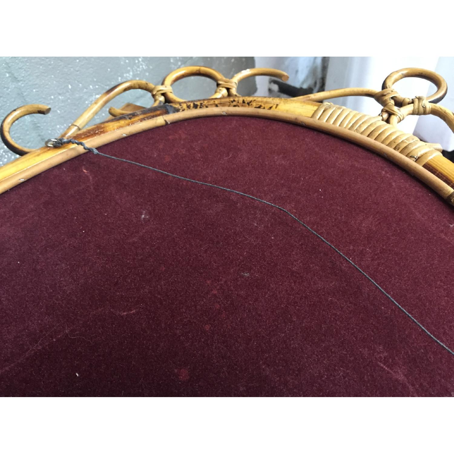 Vintage Mid Century Modern French Rattan Bamboo Oval Sunburst Mirror - image-3