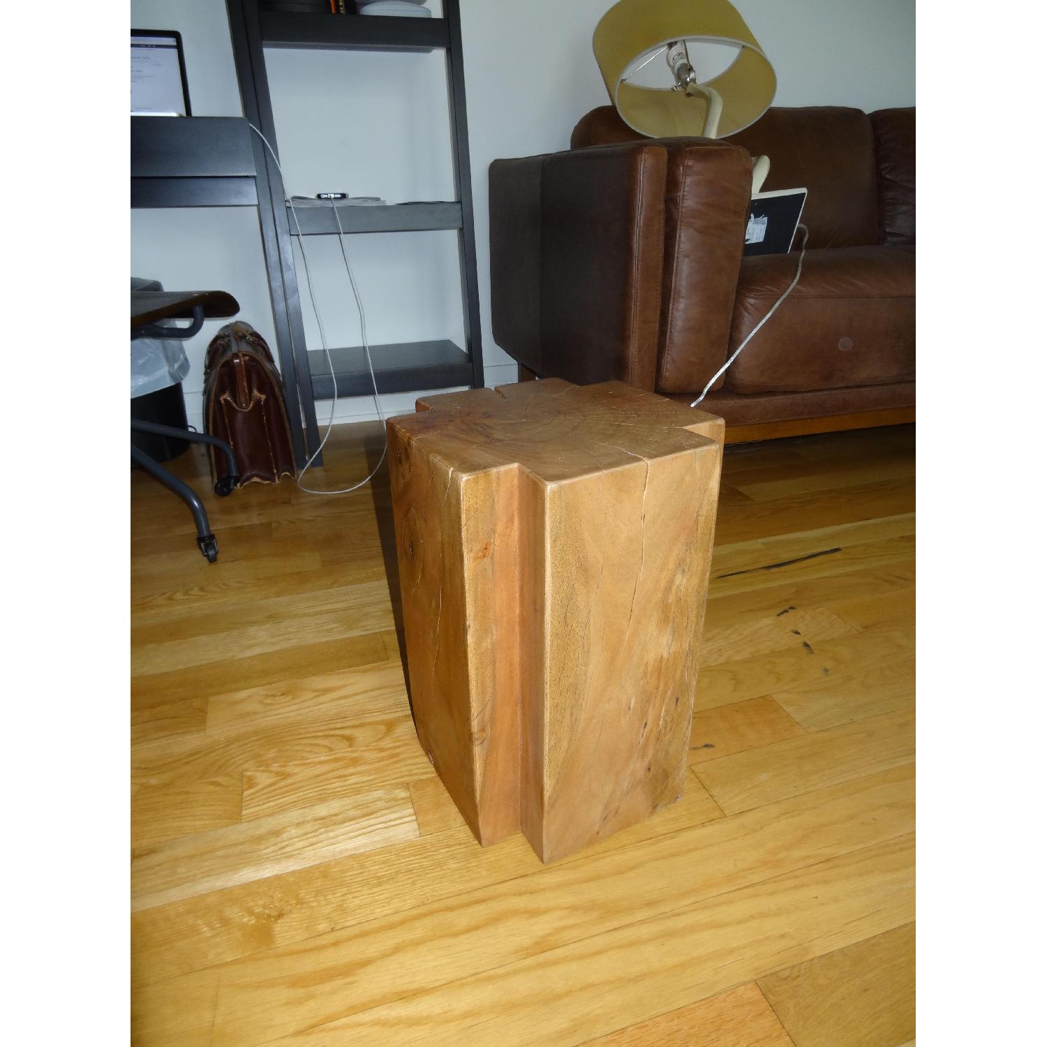 West Elm Natural Block Side Table - image-1