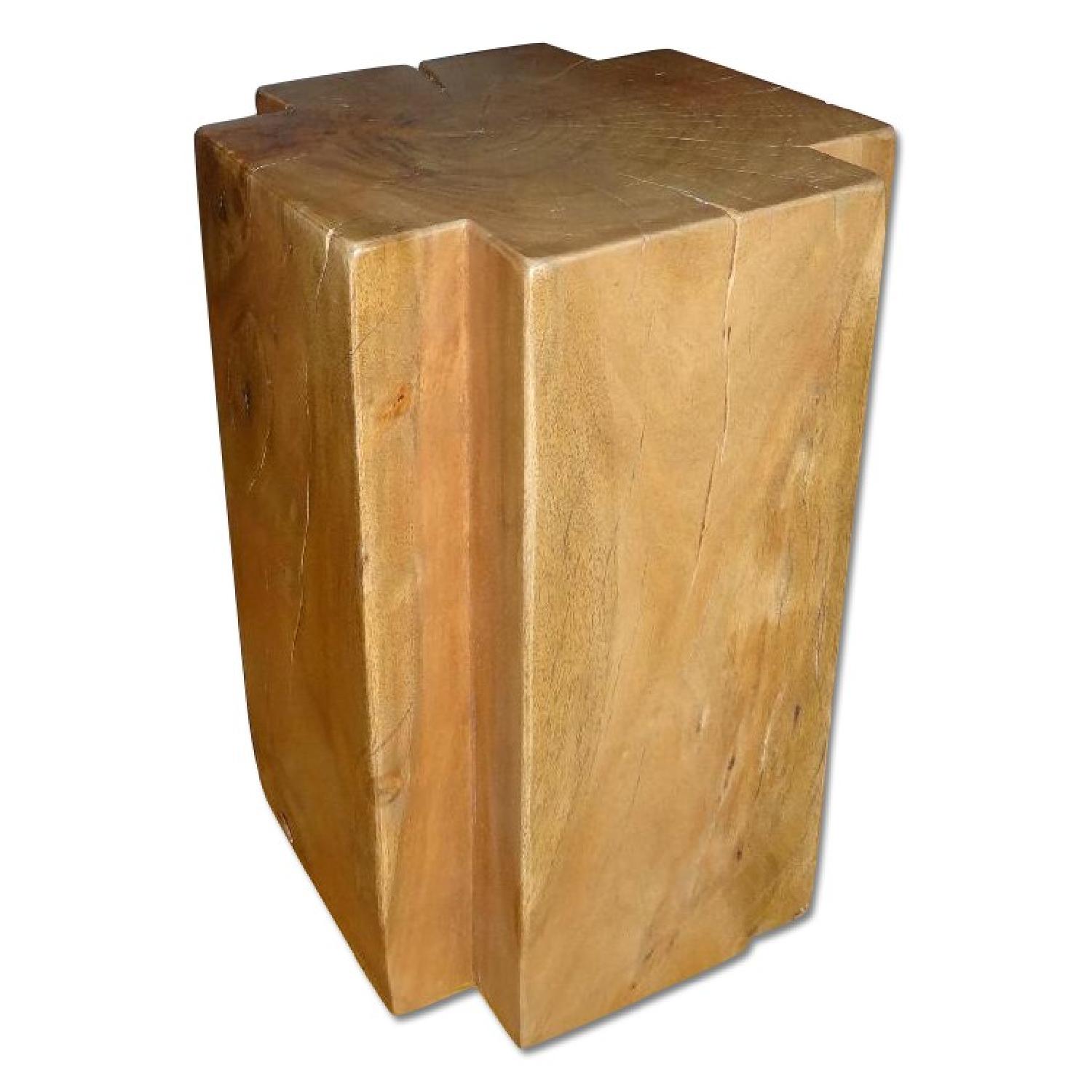 West Elm Natural Block Side Table - image-0