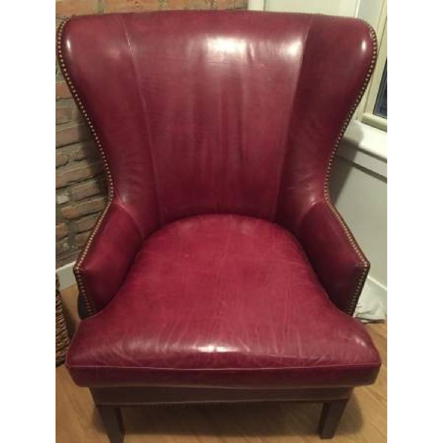 Crate & Barrel Red Leather Chair - image-1