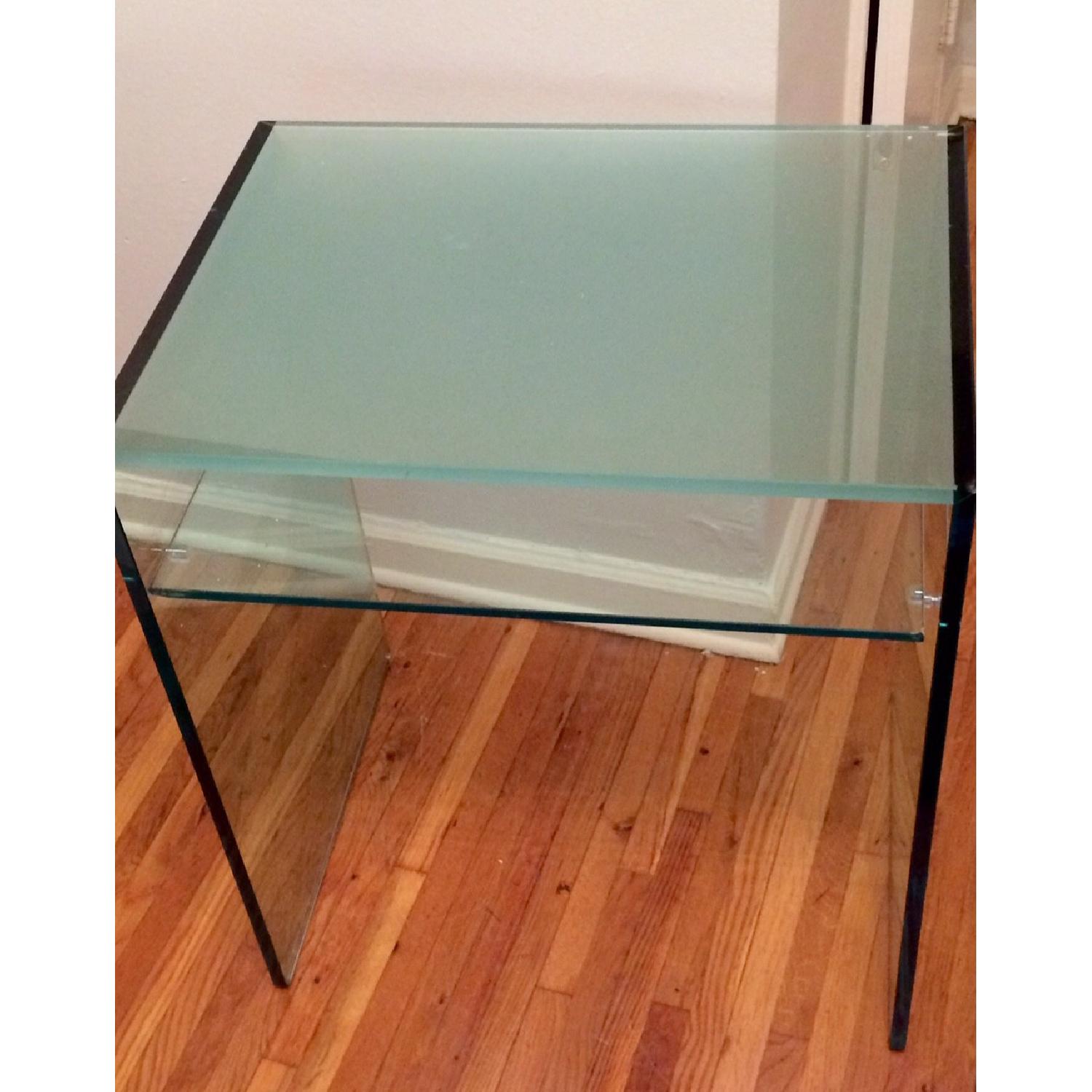 Custom Tonelli Italian Glass Console Table w/ Shelf - image-1