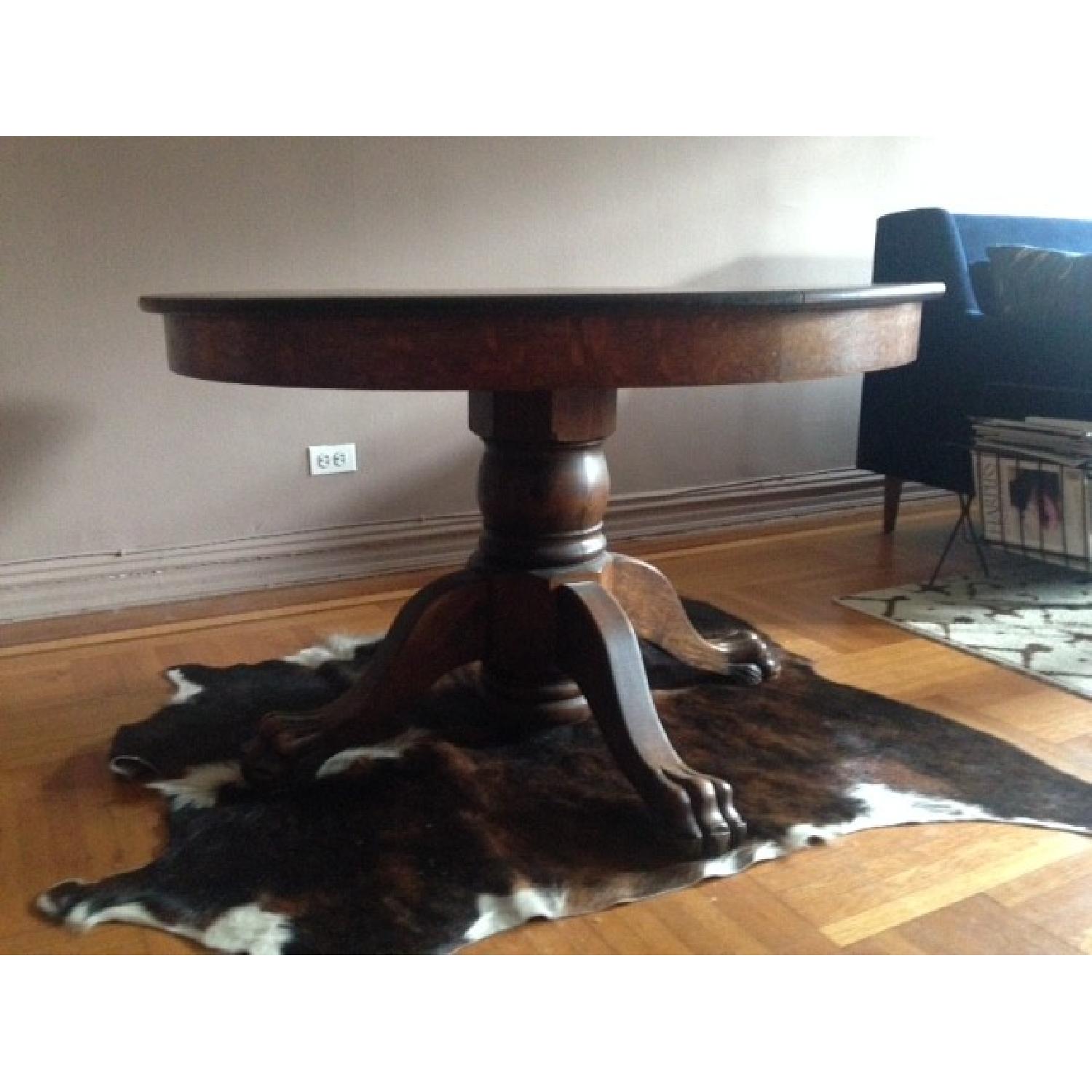 Antique Oak Claw Foot Dining Table - image-2