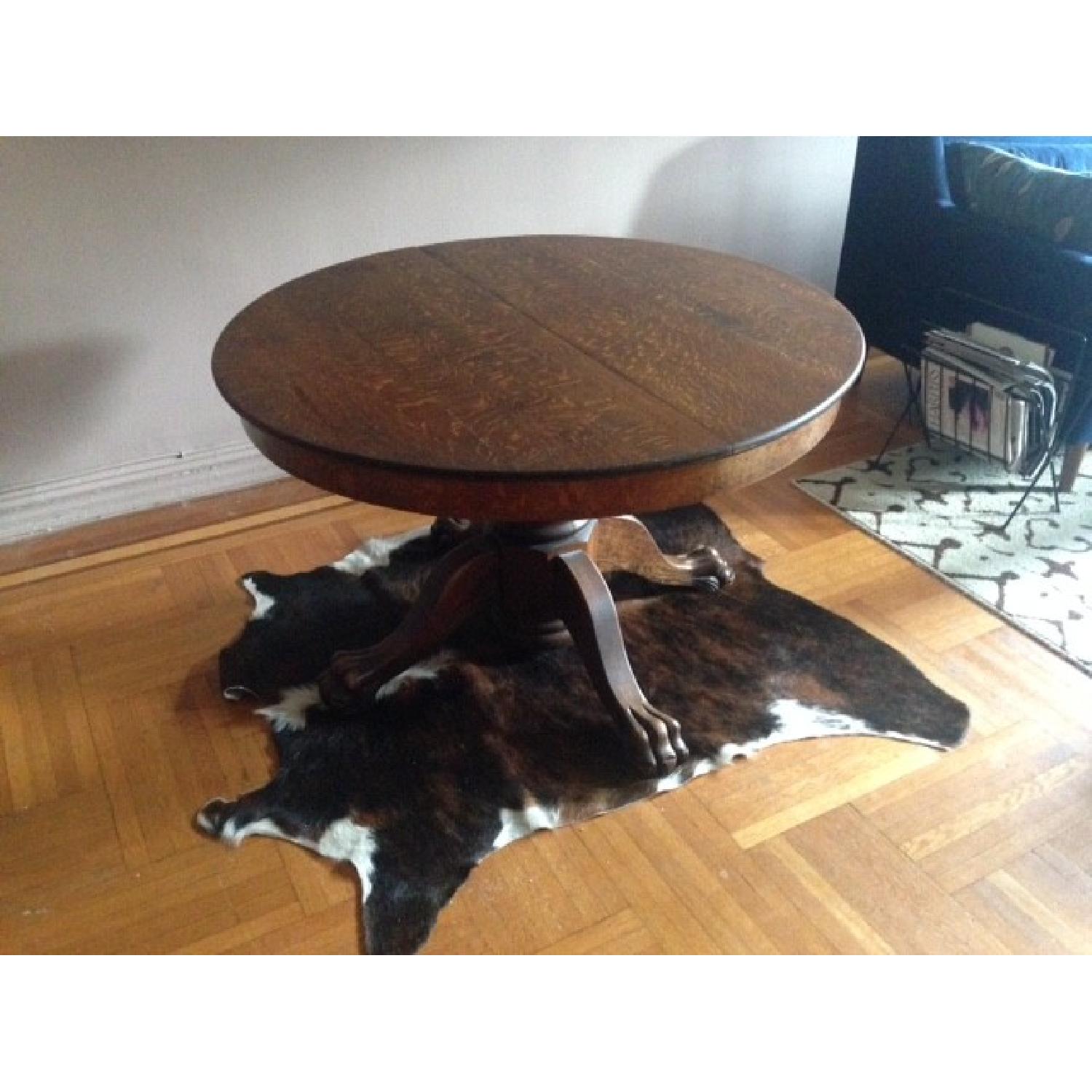 Antique Oak Claw Foot Dining Table - image-3