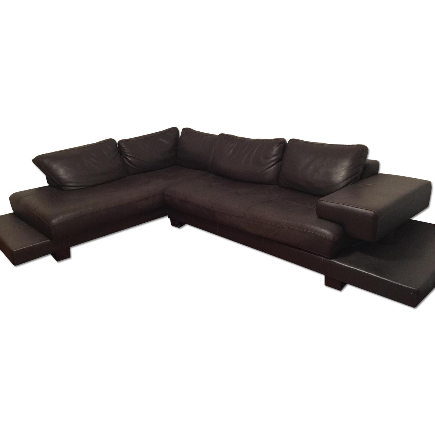 Black Leather 2 Piece Sectional Sofa AptDeco