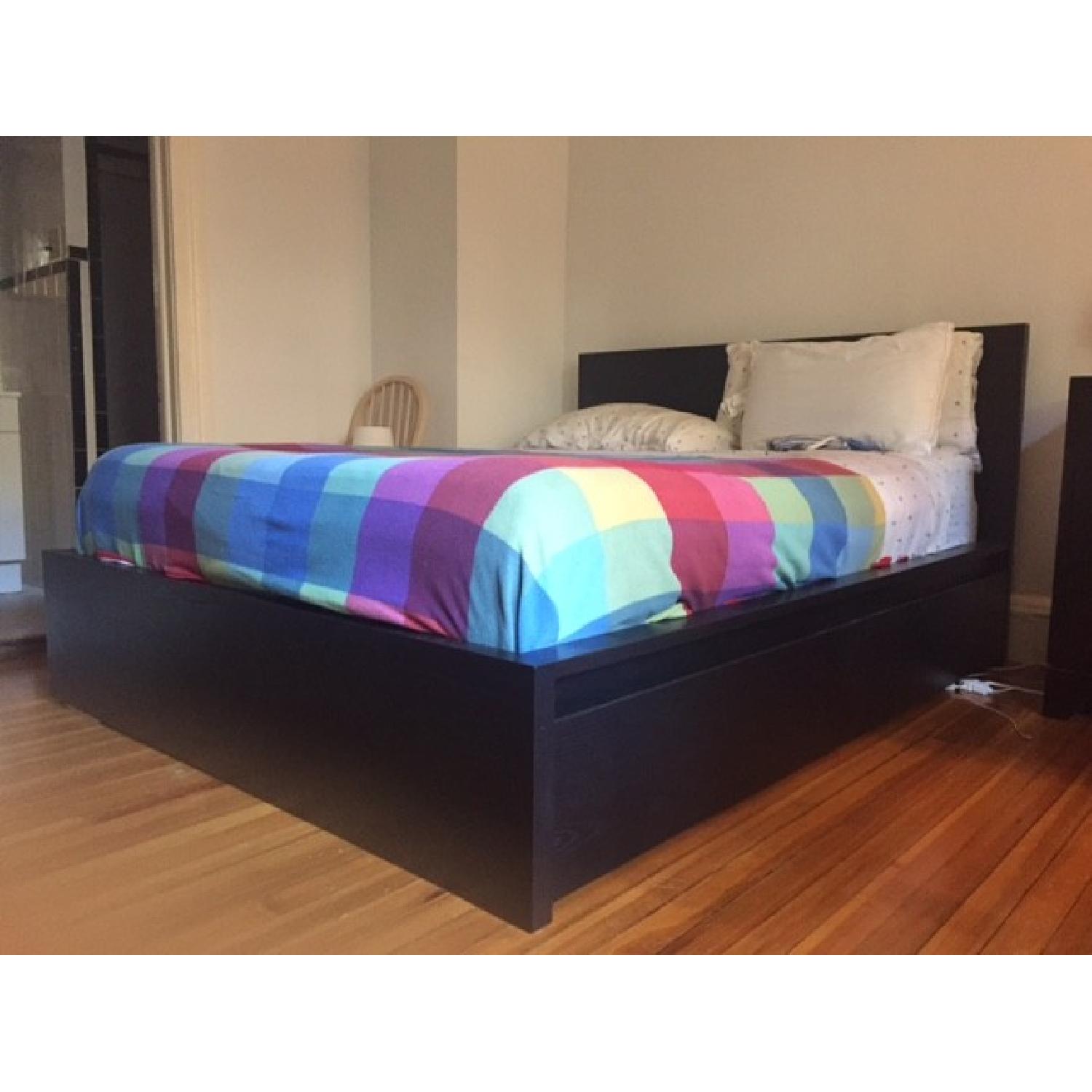 Ikea Malm Queen Size Bed Frame w/ 4 Storage Drawers AptDeco