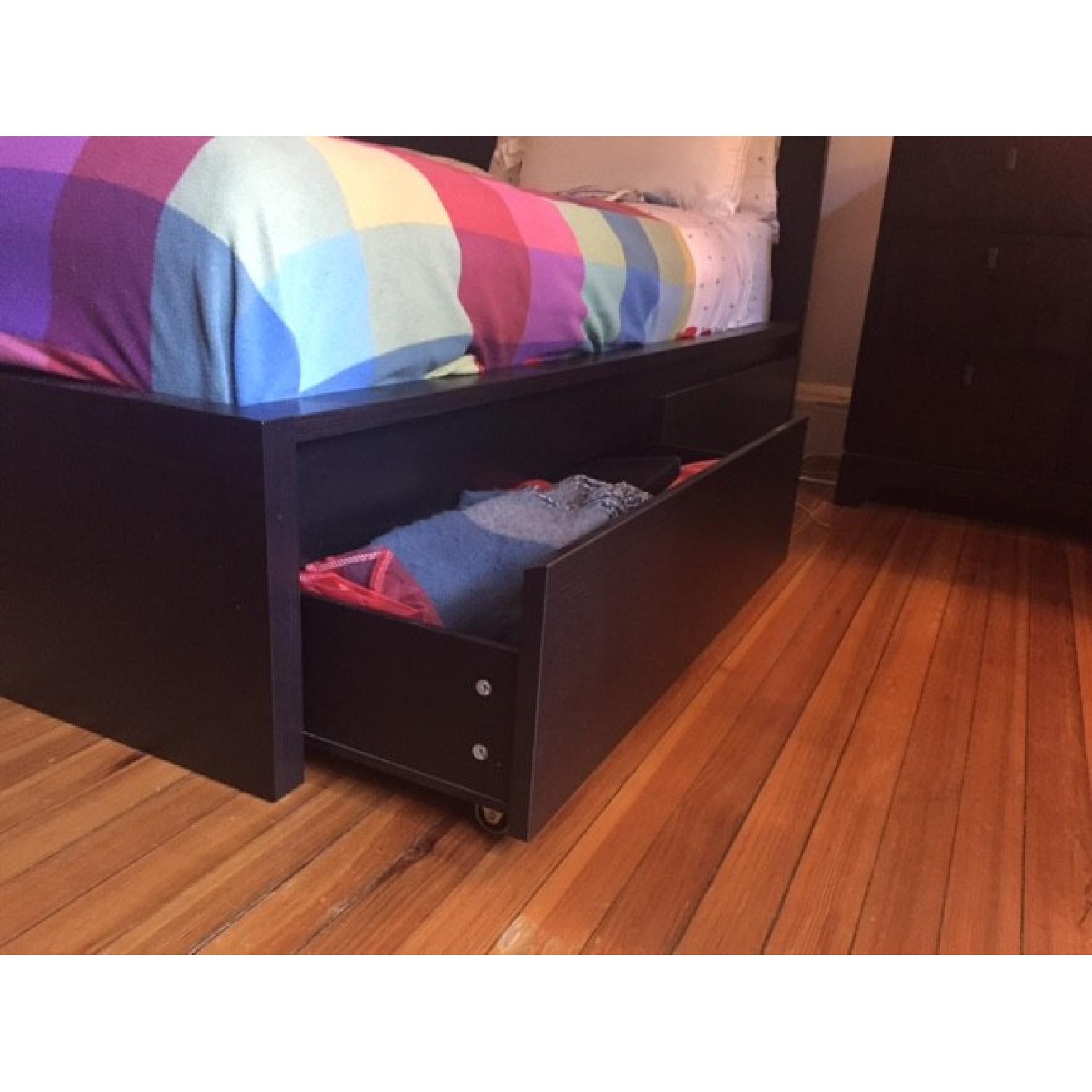 Ikea Malm Queen Size Bed Frame w/ 4 Storage Drawers - image-3