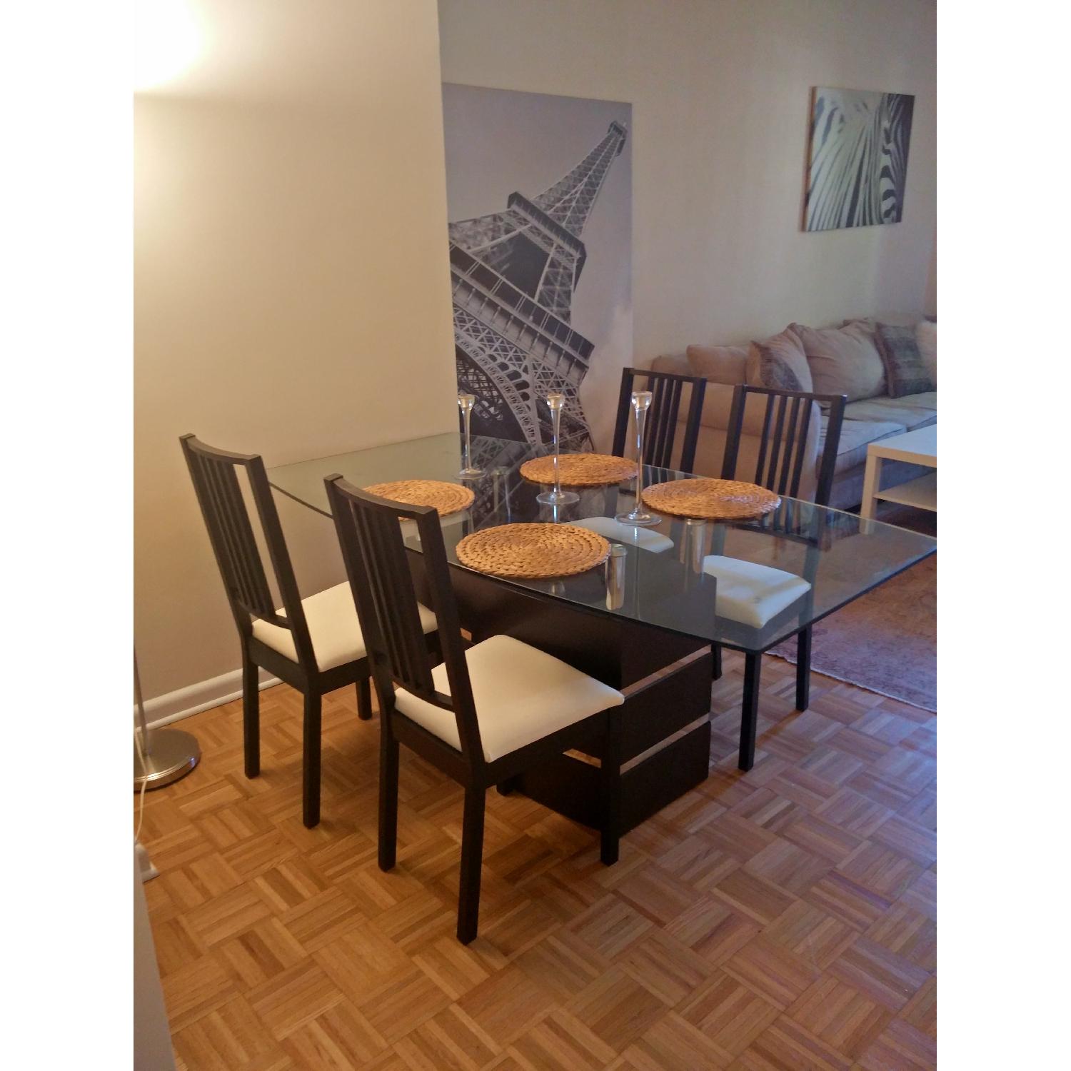 Glass Top Dining Table w/ 4 Chairs - AptDeco