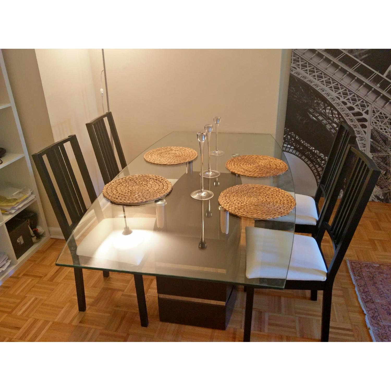 Glass Top Dining Table w/ 4 Chairs - AptDeco