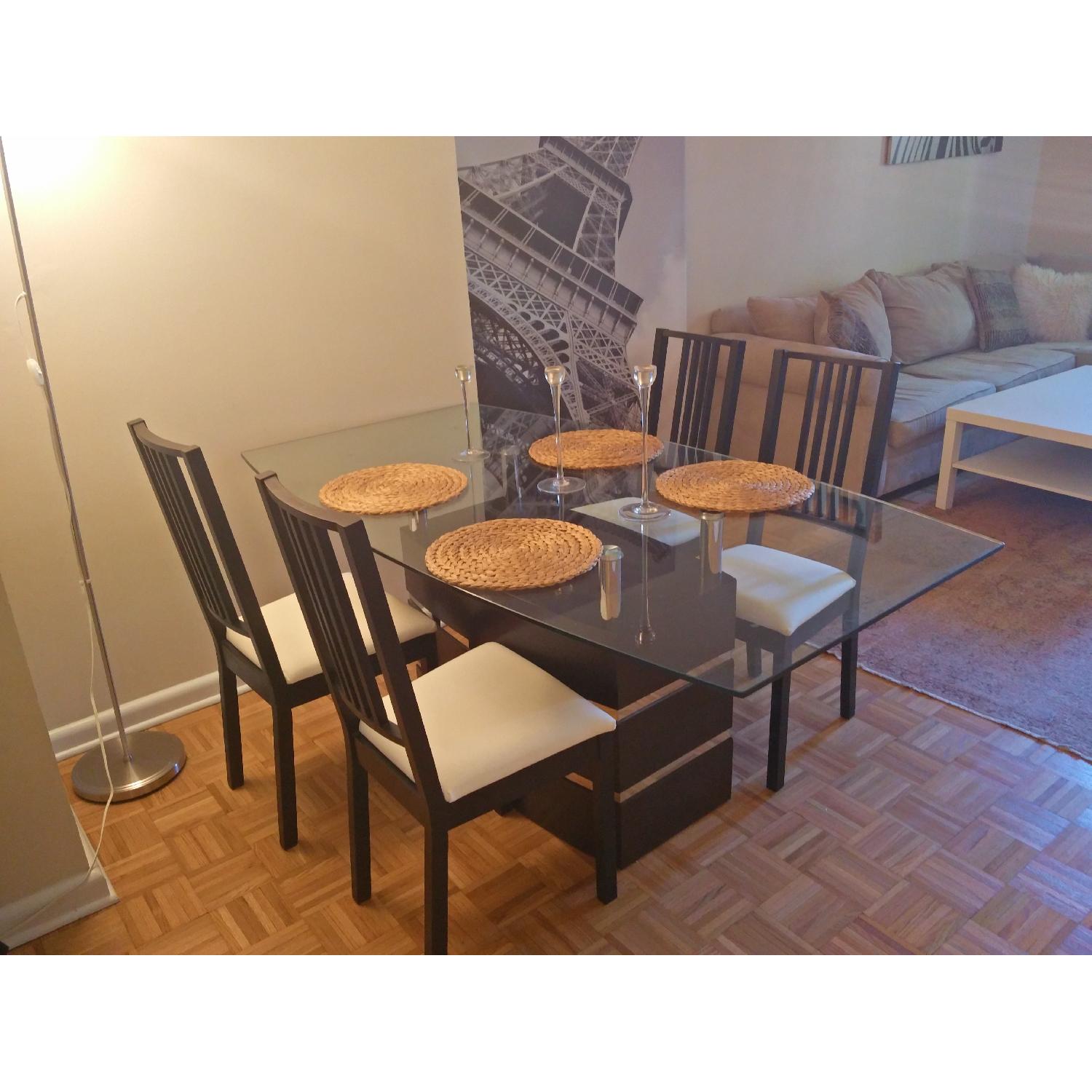 Glass Top Dining Table w/ 4 Chairs - AptDeco