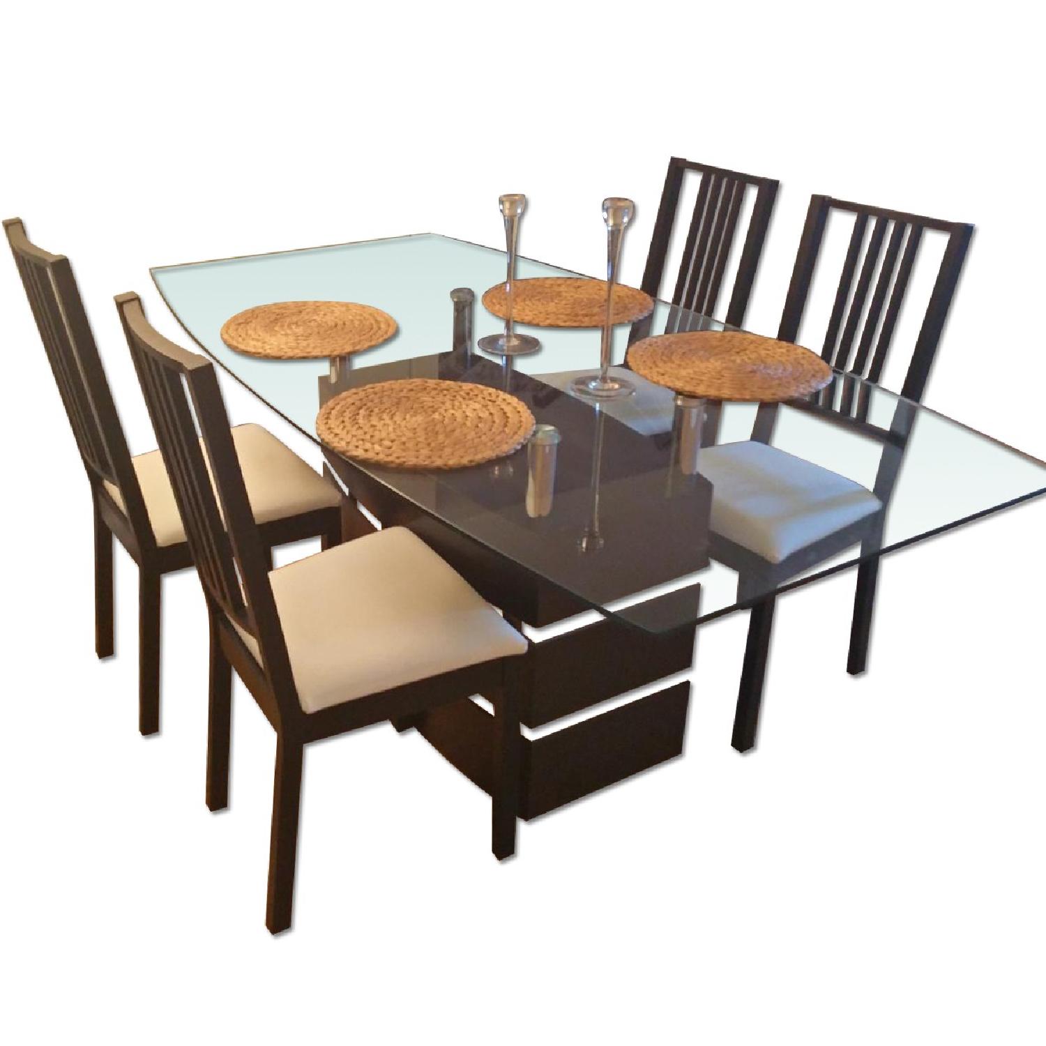 Glass Top Dining Table w/ 4 Chairs - AptDeco