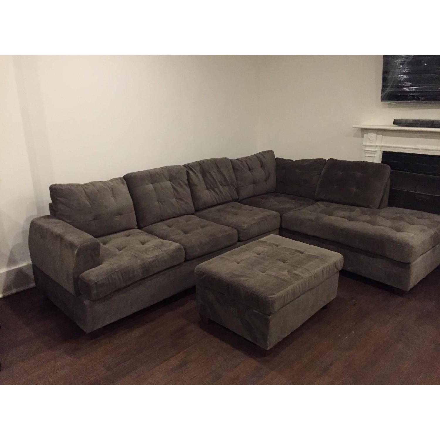 K D Furniture 2 Piece Sectional & Ottoman - image-1