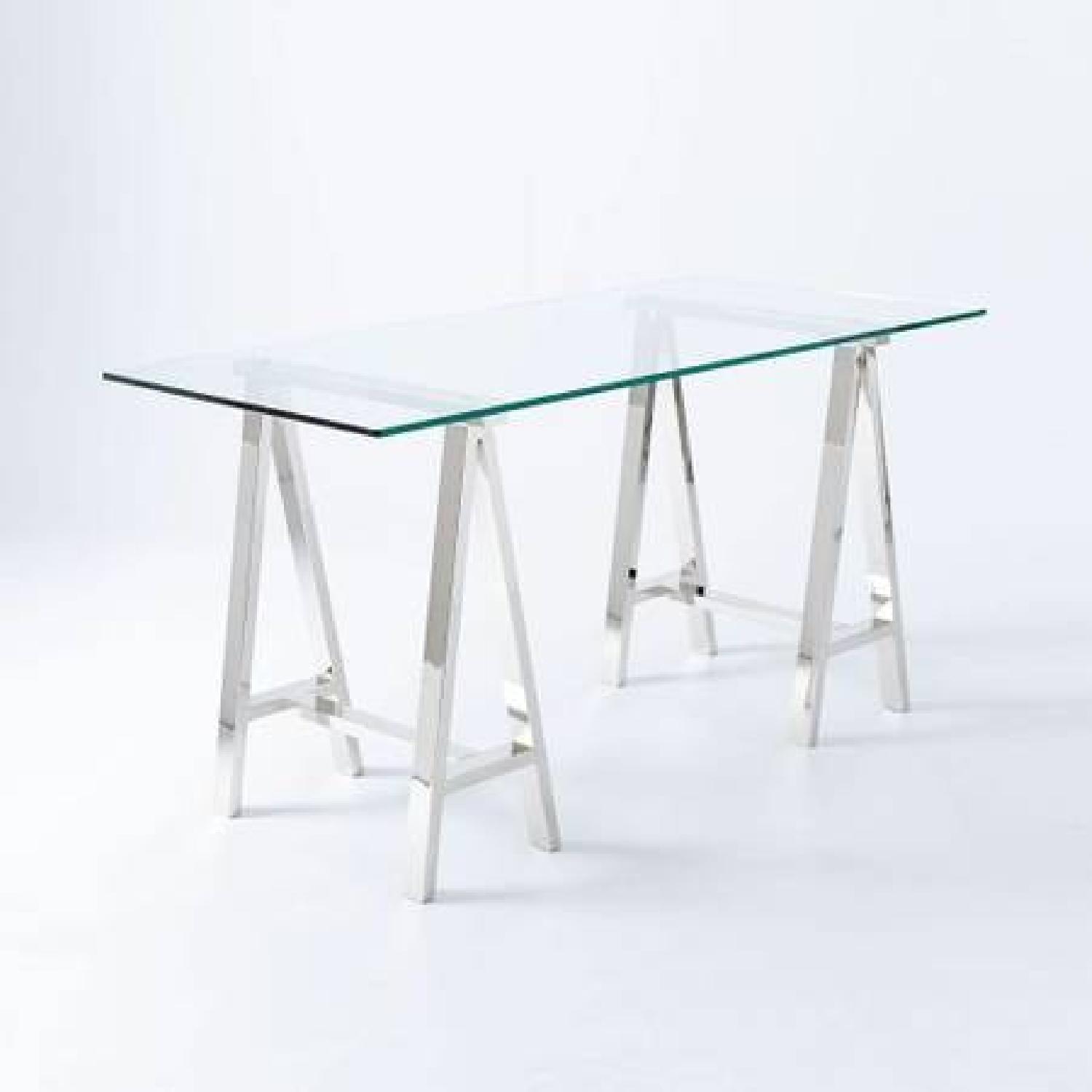 West Elm Cross Base Glass Desk - image-1