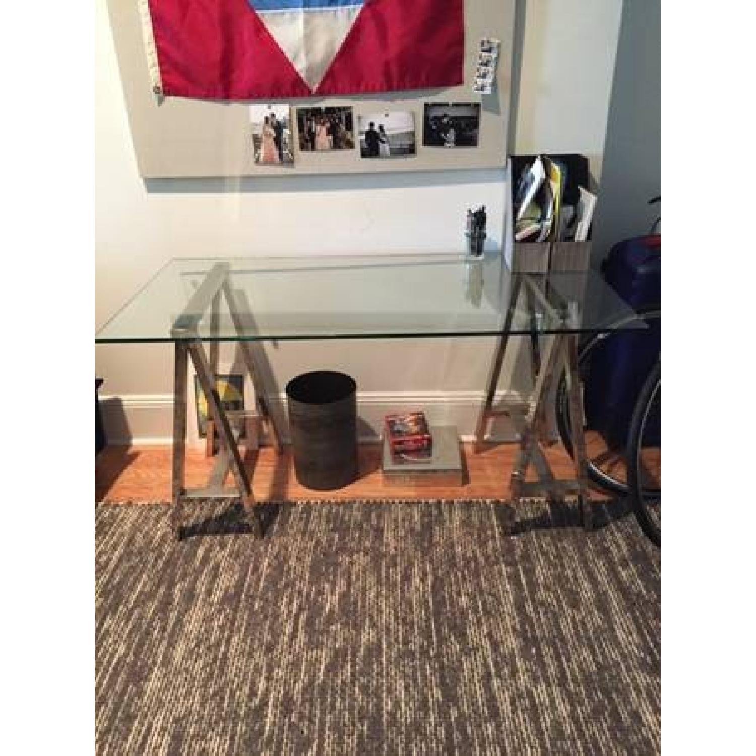 West Elm Cross Base Glass Desk - image-3