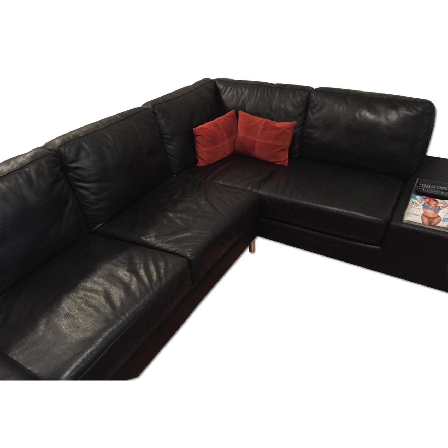 HTL International Black Leather Sectional AptDeco