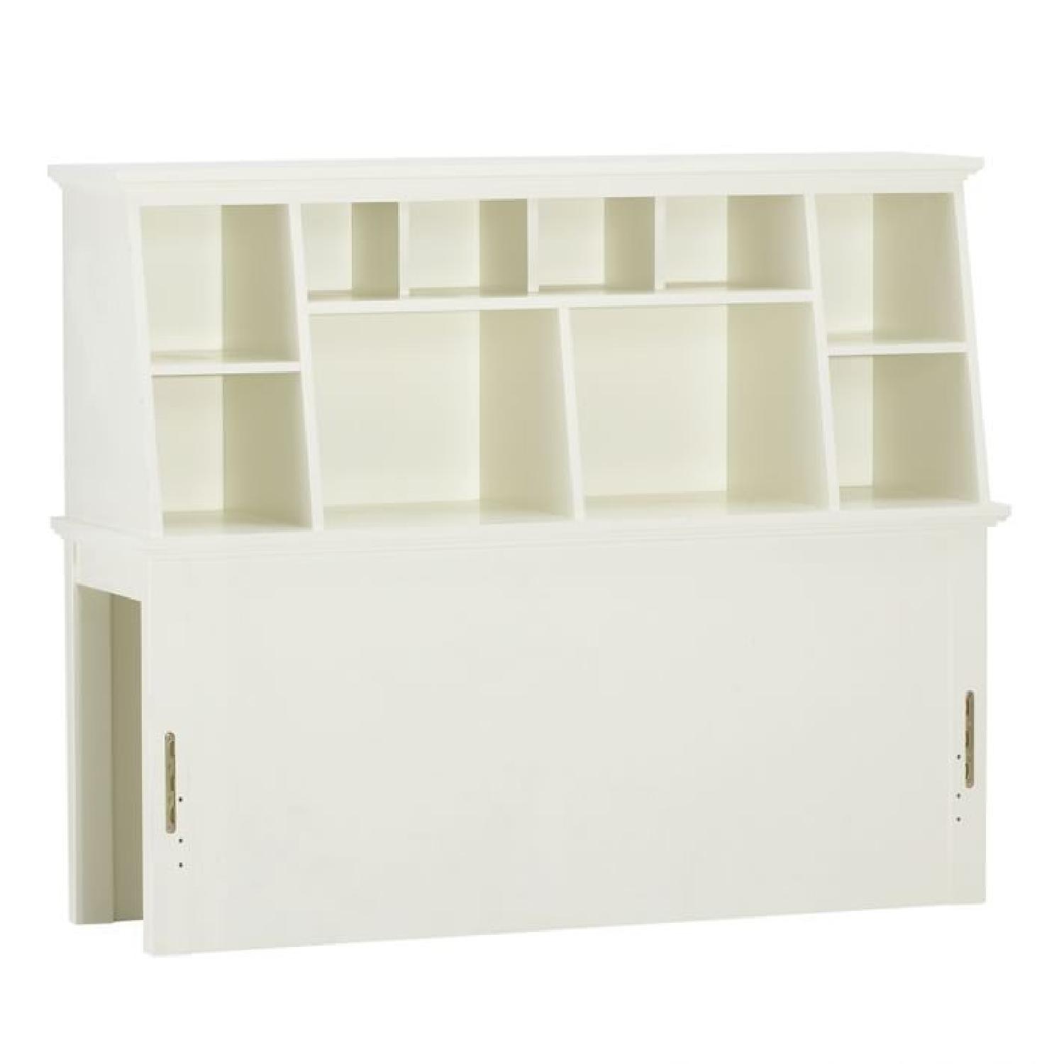 Pottery Barn Full Size Bed Frame w/ Stuff Your Stuff Headboard & 2 Rolling Storage Trolleys - image-2