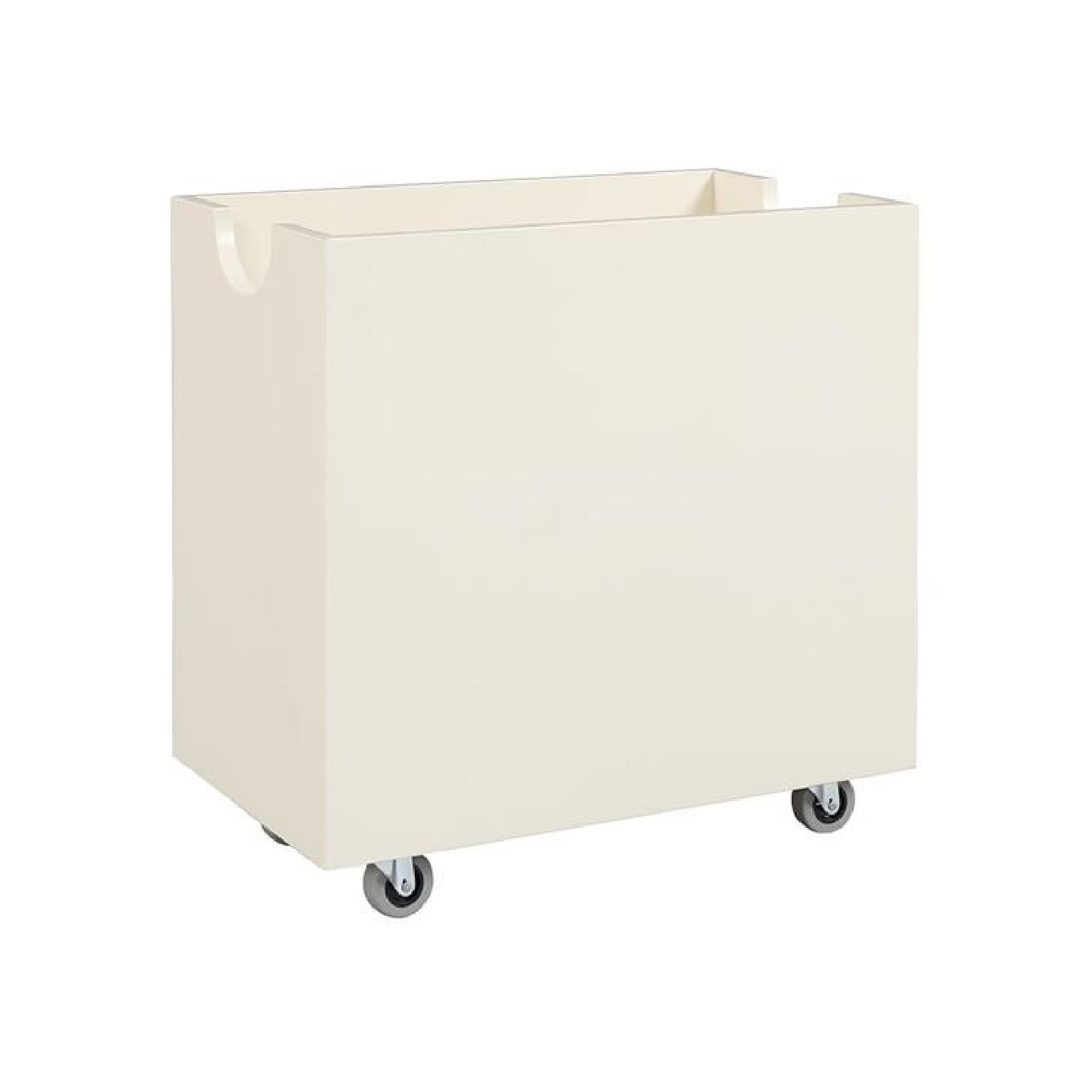 Pottery Barn Full Size Bed Frame w/ Stuff Your Stuff Headboard & 2 Rolling Storage Trolleys - image-3