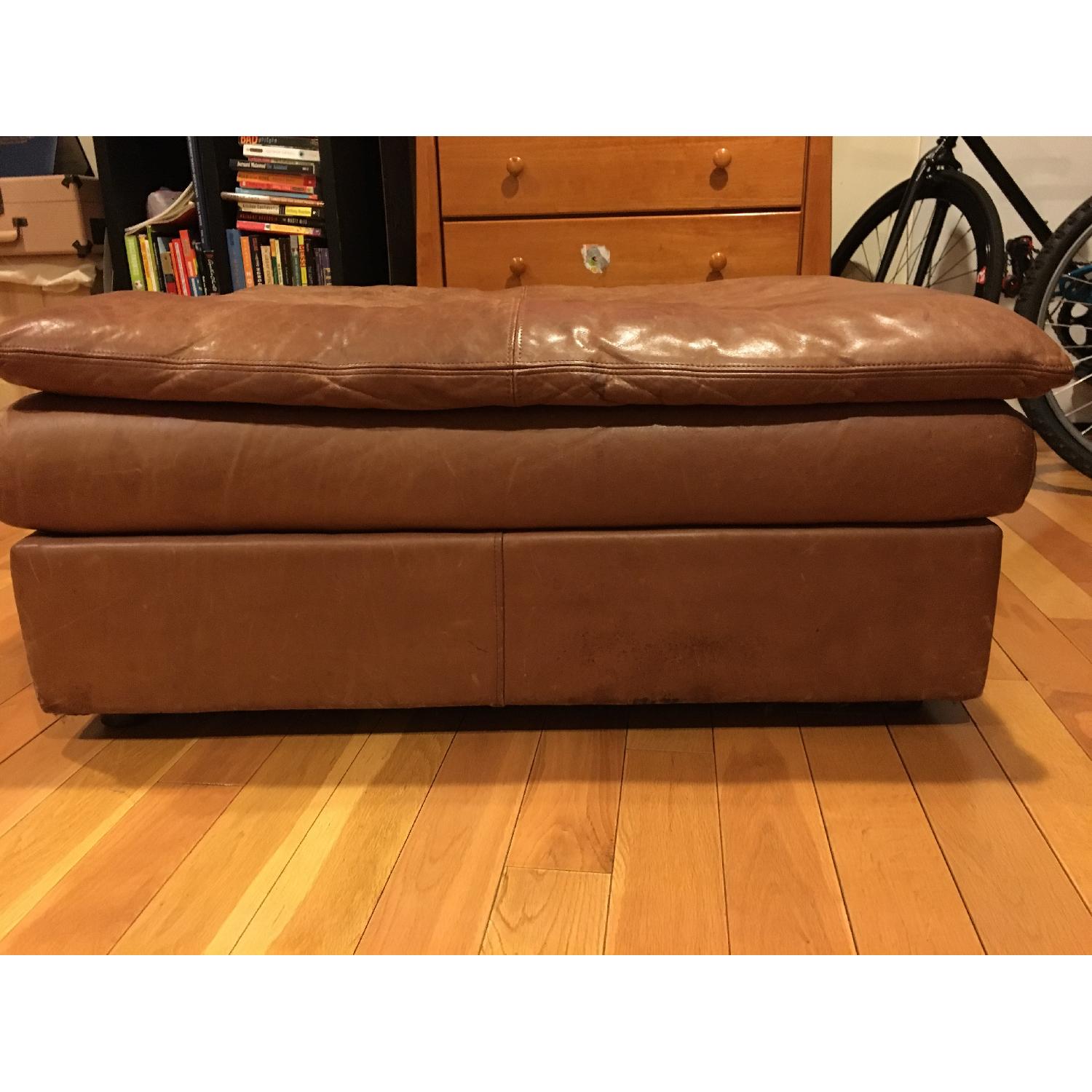 Distressed Leather Ottoman - image-2
