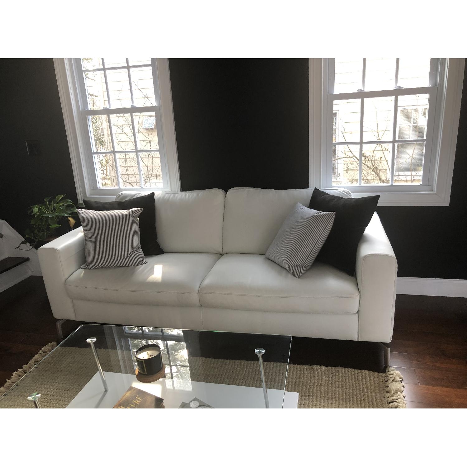 Natuzzi Fabio White Leather Sofa AptDeco