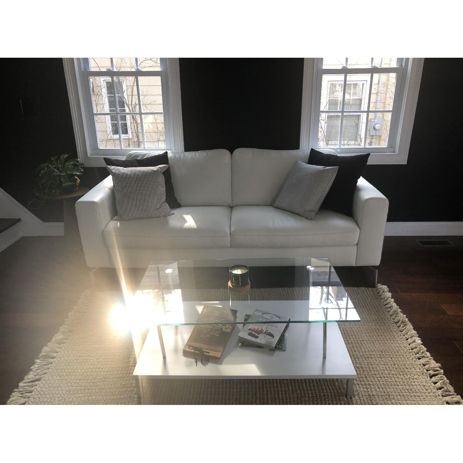 Natuzzi Fabio White Leather Sofa - image-3