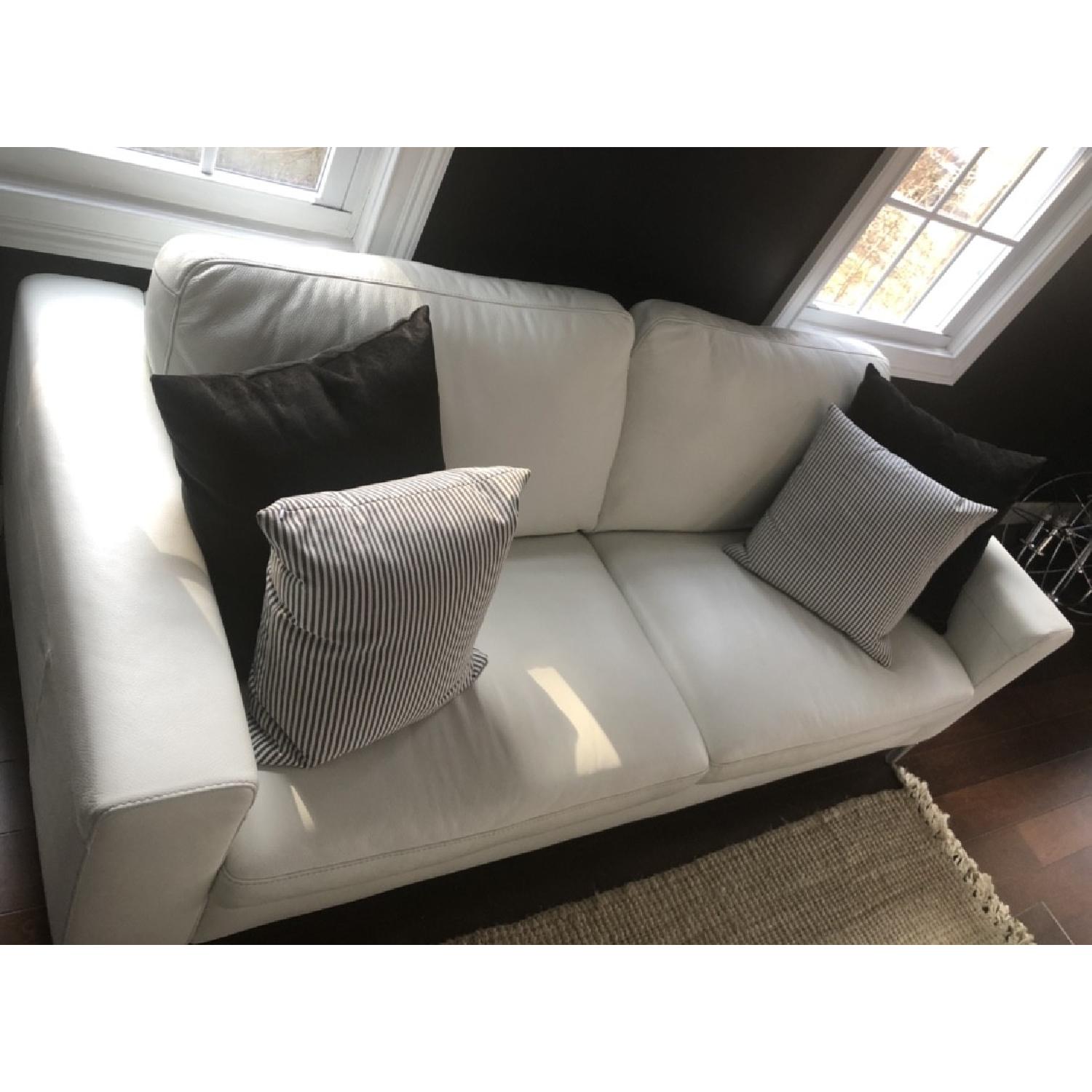 Natuzzi Fabio White Leather Sofa AptDeco
